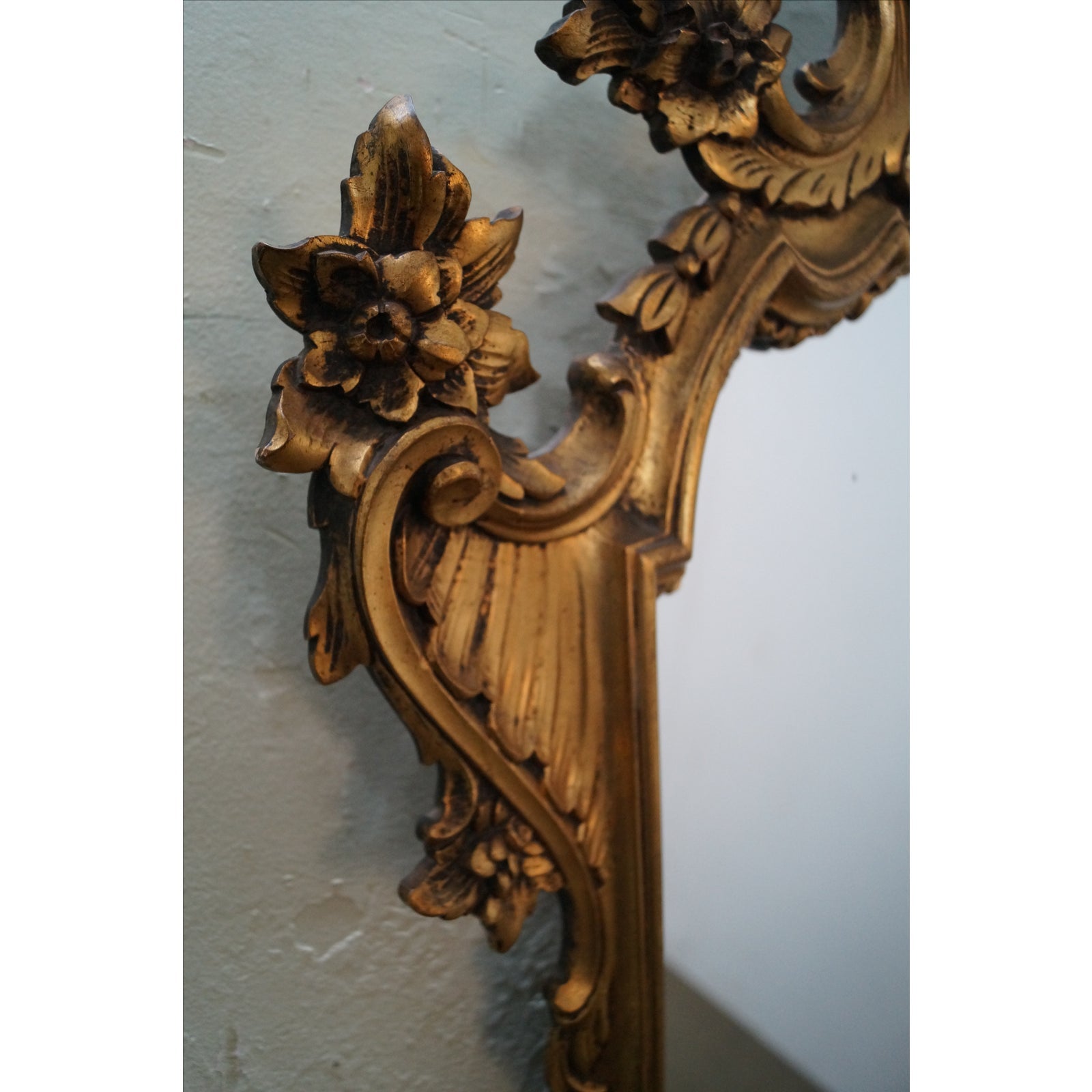 1950s Gilt Wood Rococo Hanging Wall Mirror