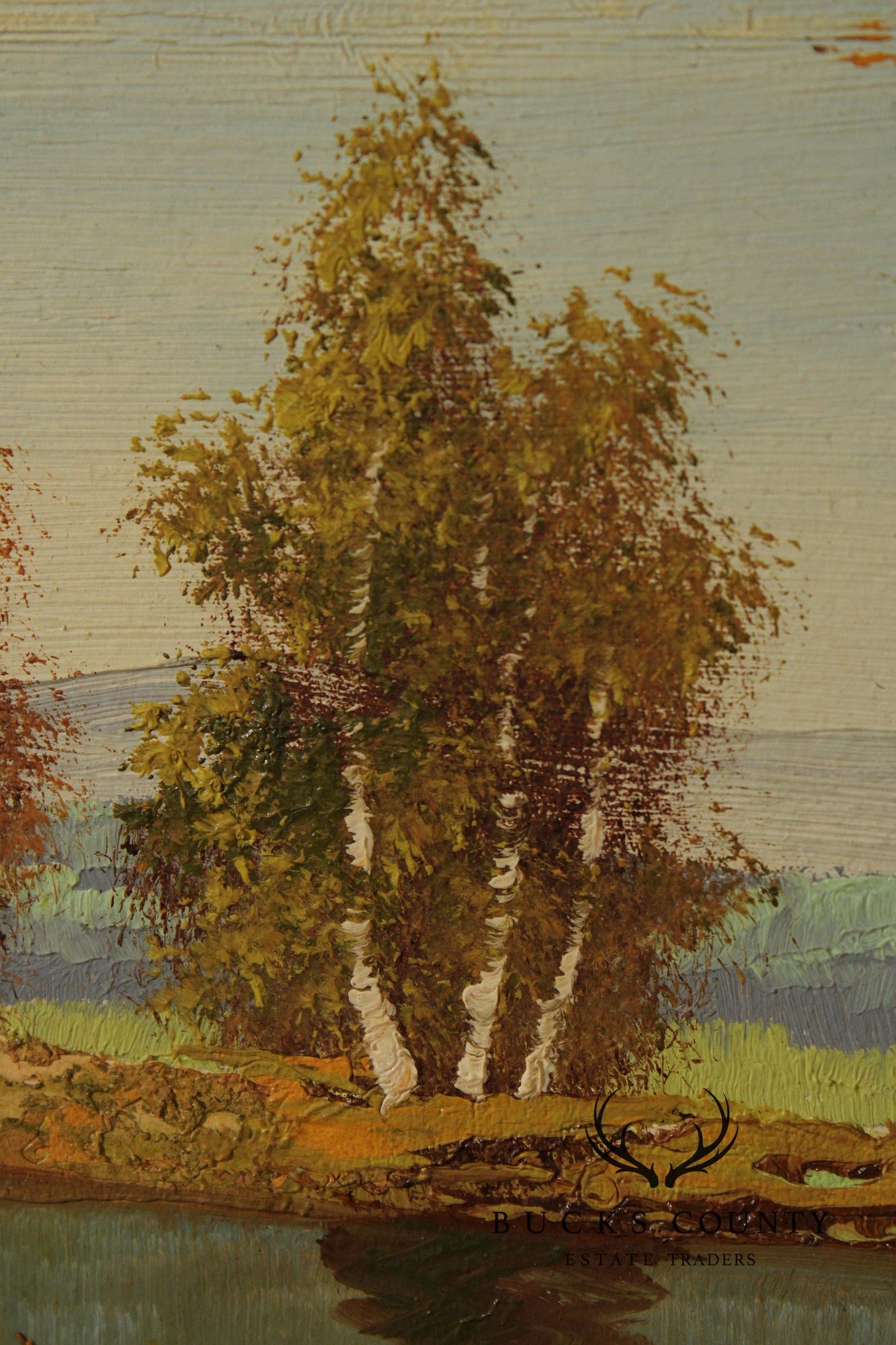 J. Dolan Landscape Oil Painting, Changing Birch Trees