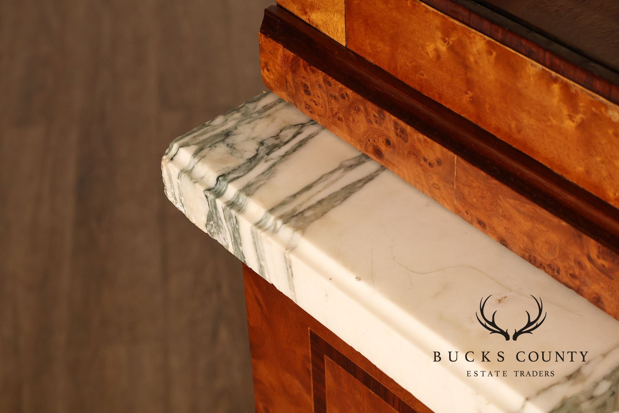 French Belle Époque Art Nouveau Burled Walnut Marble Top Sideboard With Display Cabinets