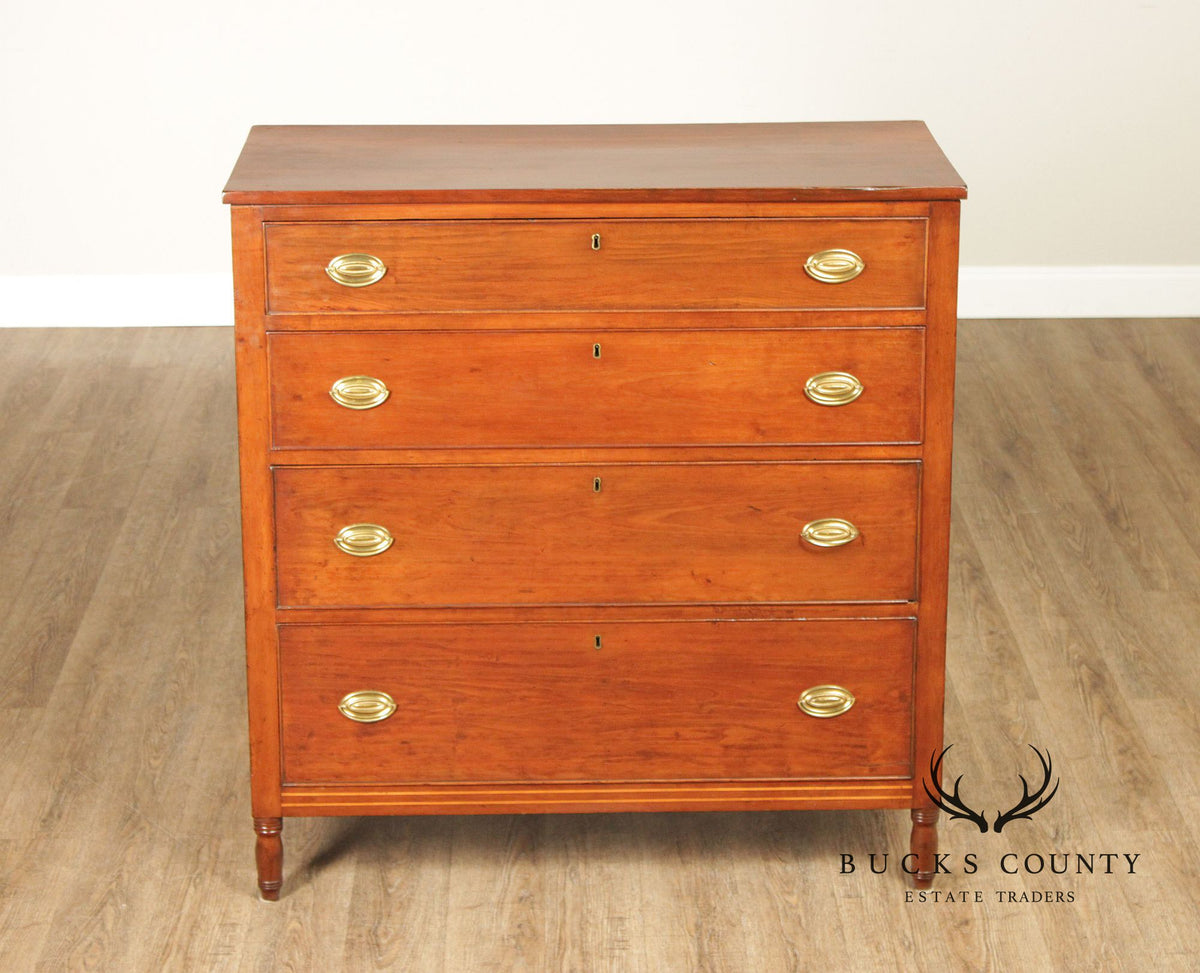 Antique Sheraton Style Poplar Four-Drawer Chest Of Drawers