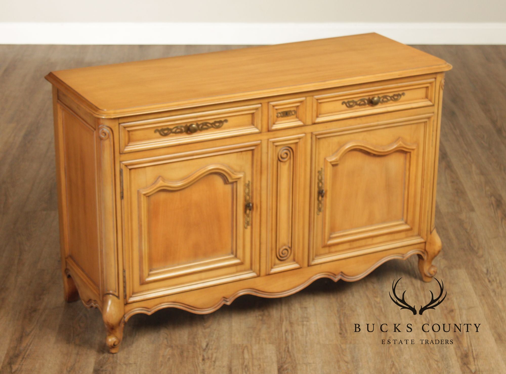 J.L. Metz Furniture French Louis XV Style Fruitwood Server Cabinet