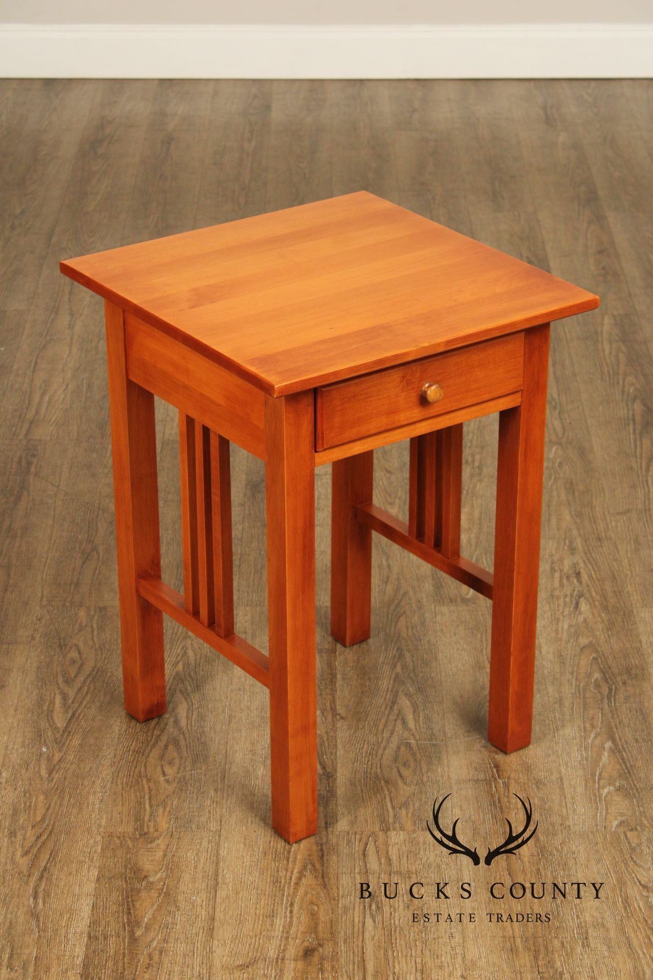 Mission Style Pair of Maple Spindle Nightstands