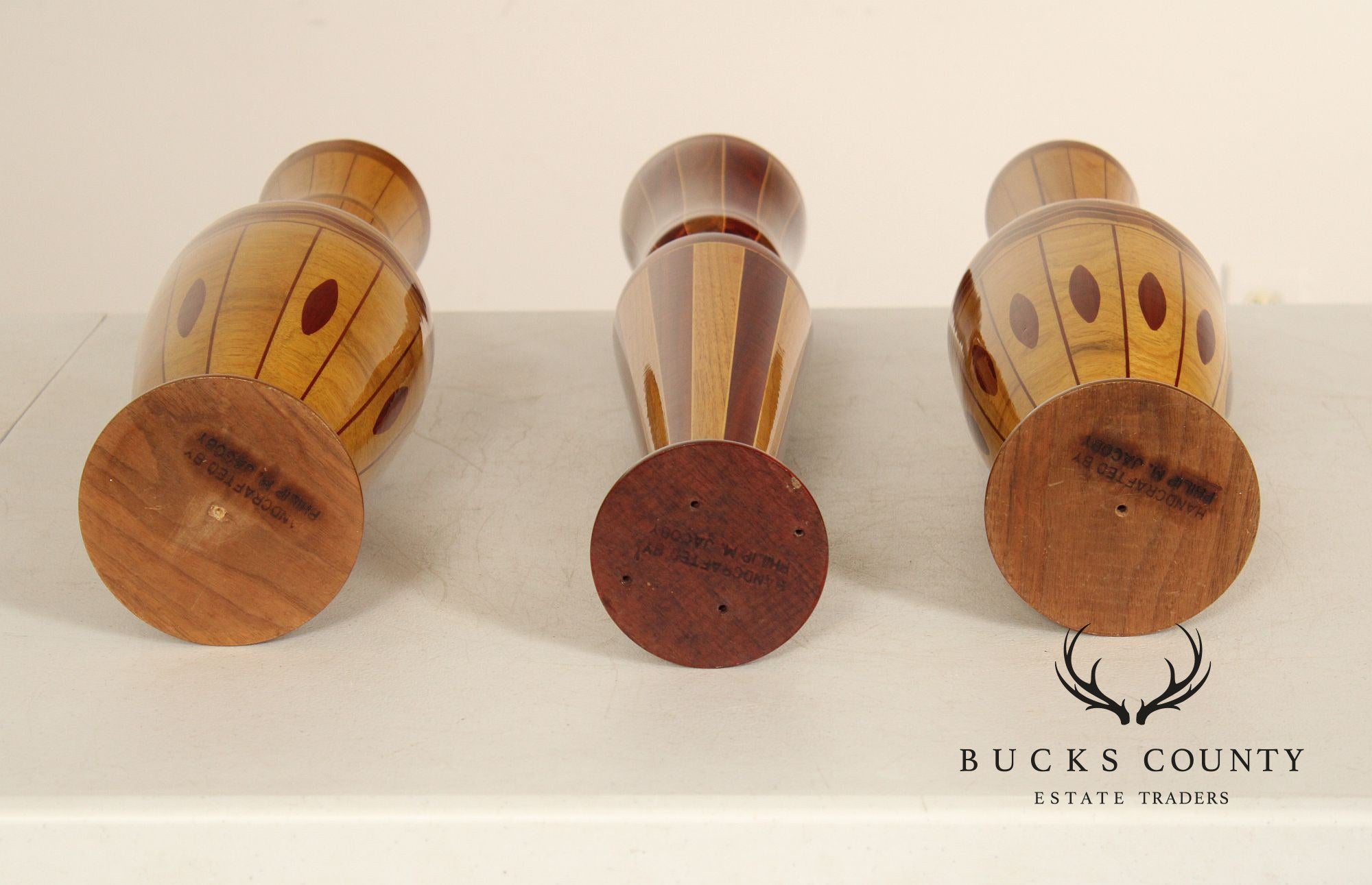 Philip M. Jacoby Set of Three Handcrafted Wood Vases