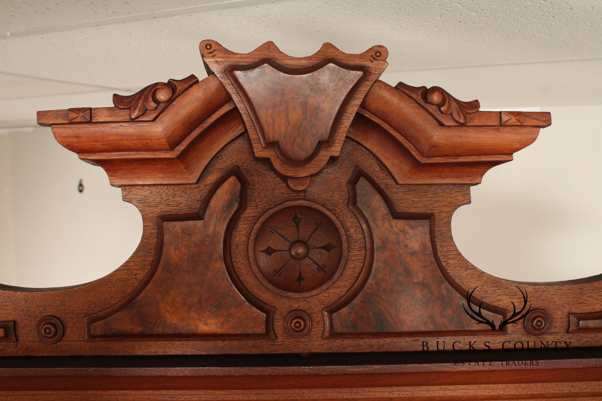 Antique American Renaissance Revival Walnut Secretary Cylinder Desk