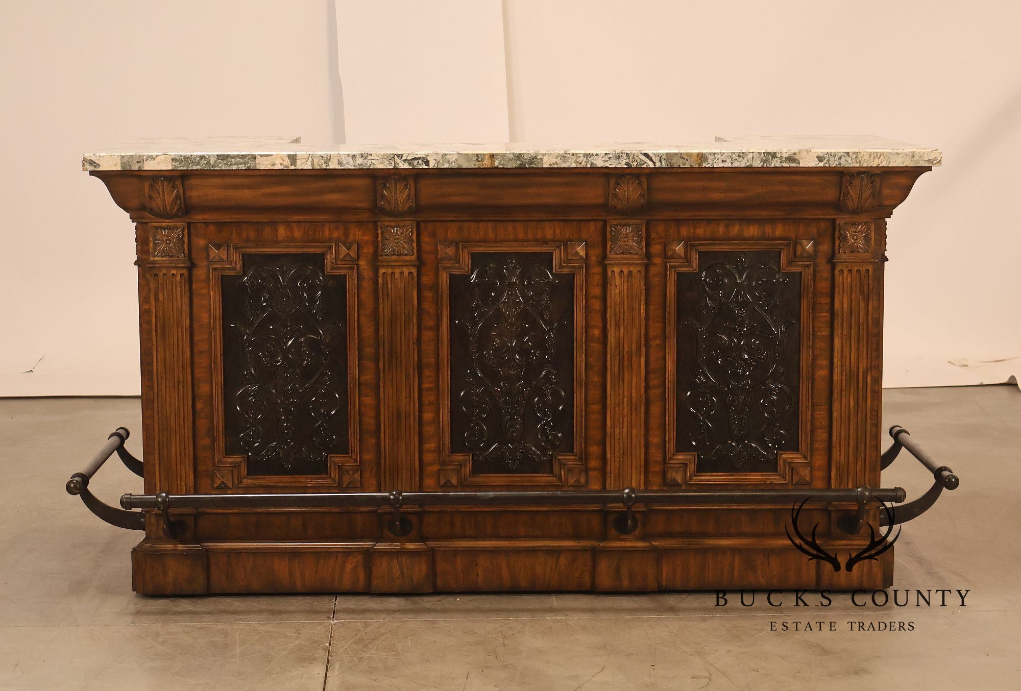Maitland-Smith Neoclassical Style Faux Marble Top Home Bar