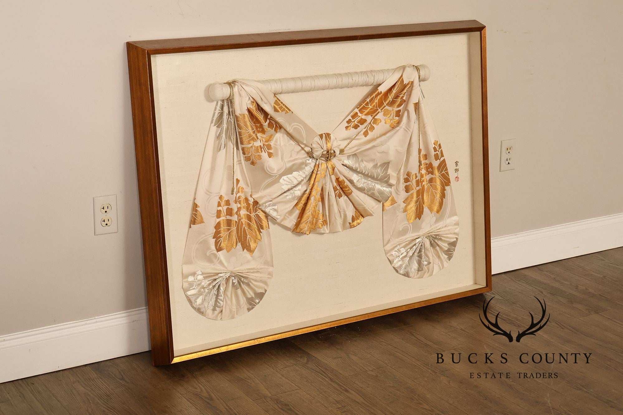 Custom Framed Japanese Textile Folded Kimono Sash