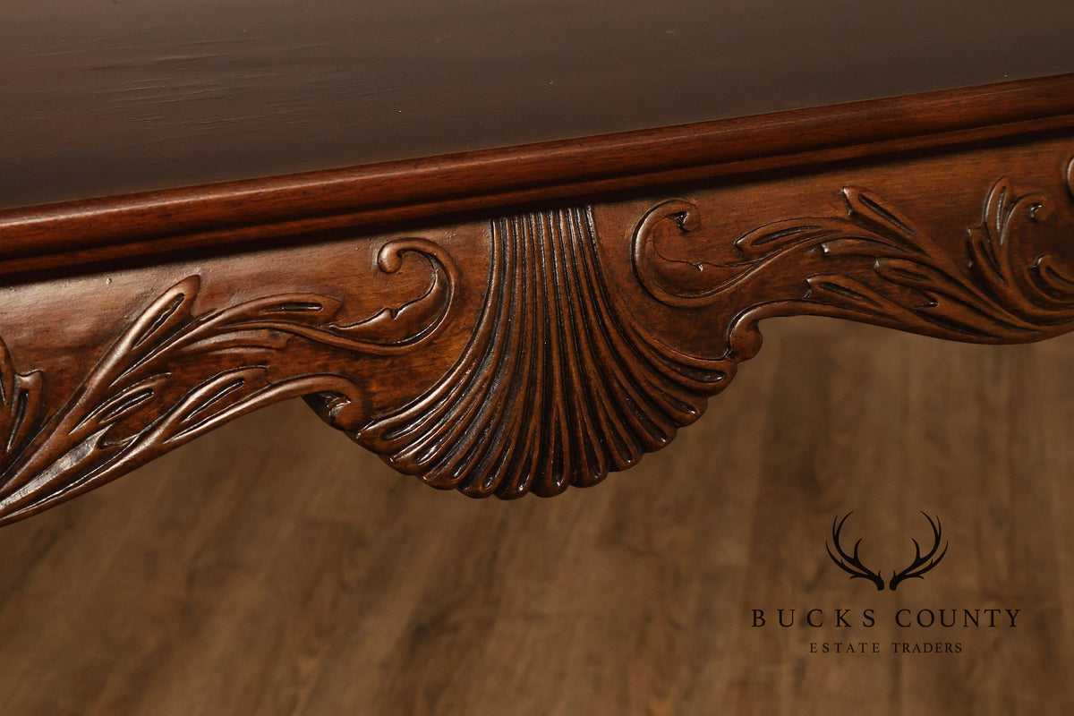 Narrow Irish Georgian Style Carved Mahogany Console Table