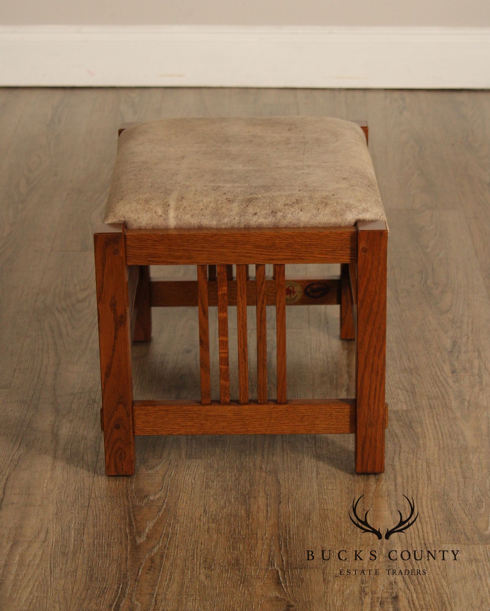 Stickley Mission Collection Oak and Leather Footstool