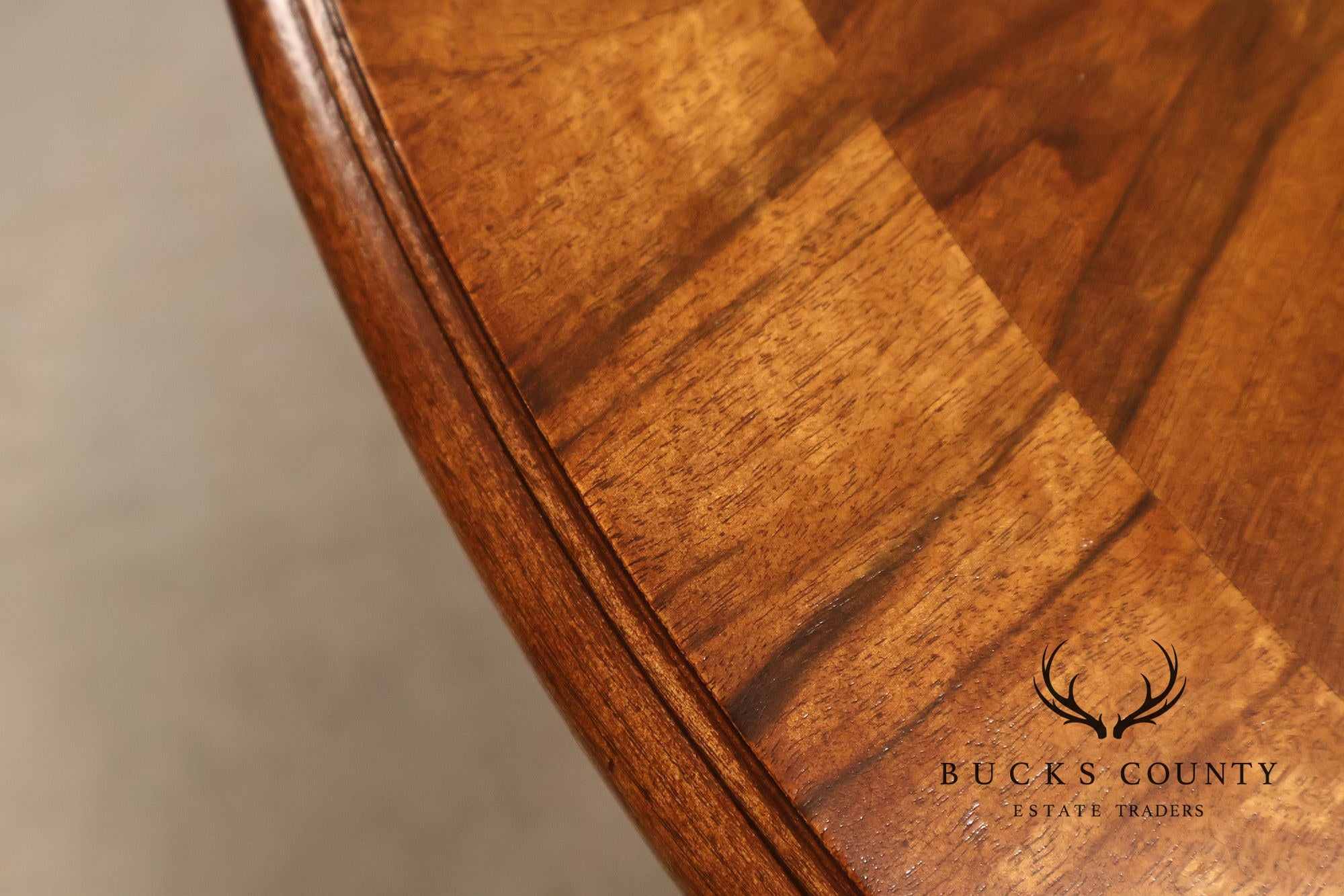 Karges Walnut Round Extendable Dining Table With Three Leaves