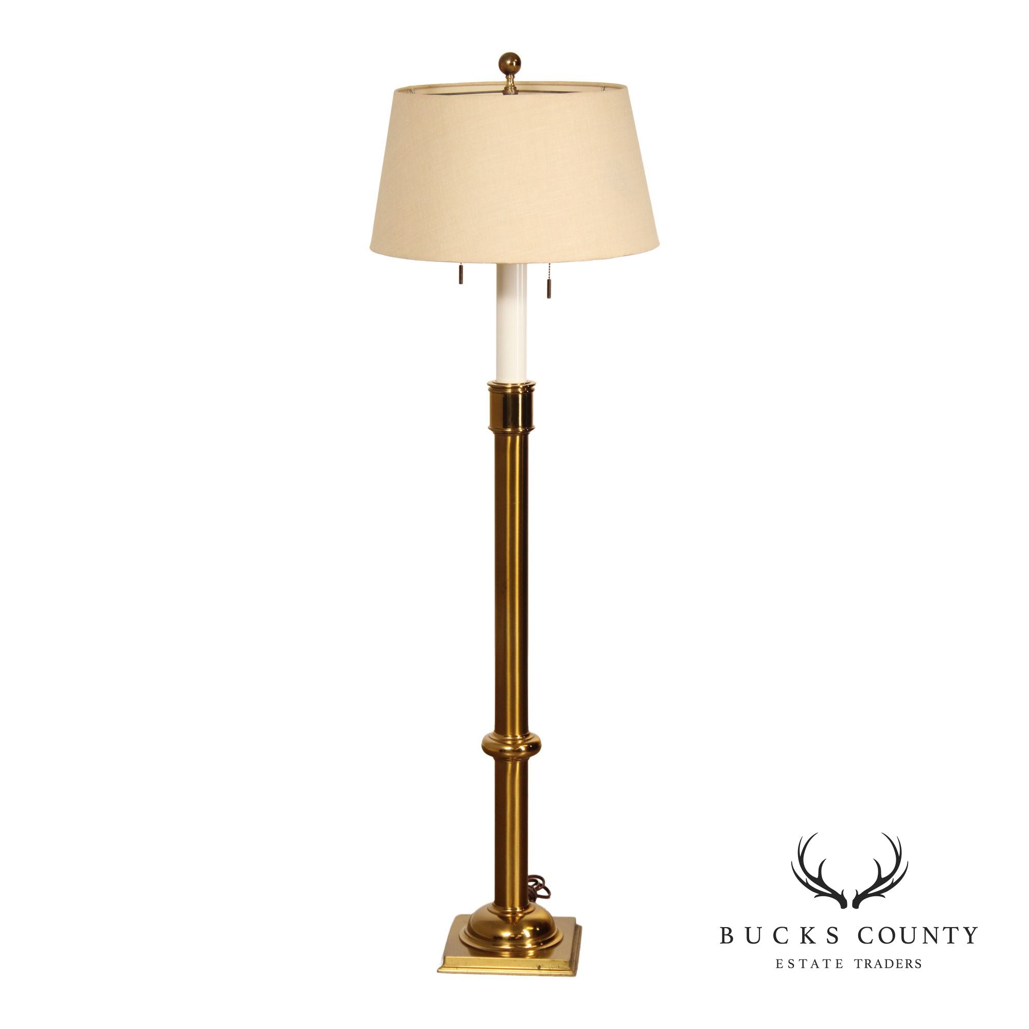 Vintage Brass Floor Lamp With Shade