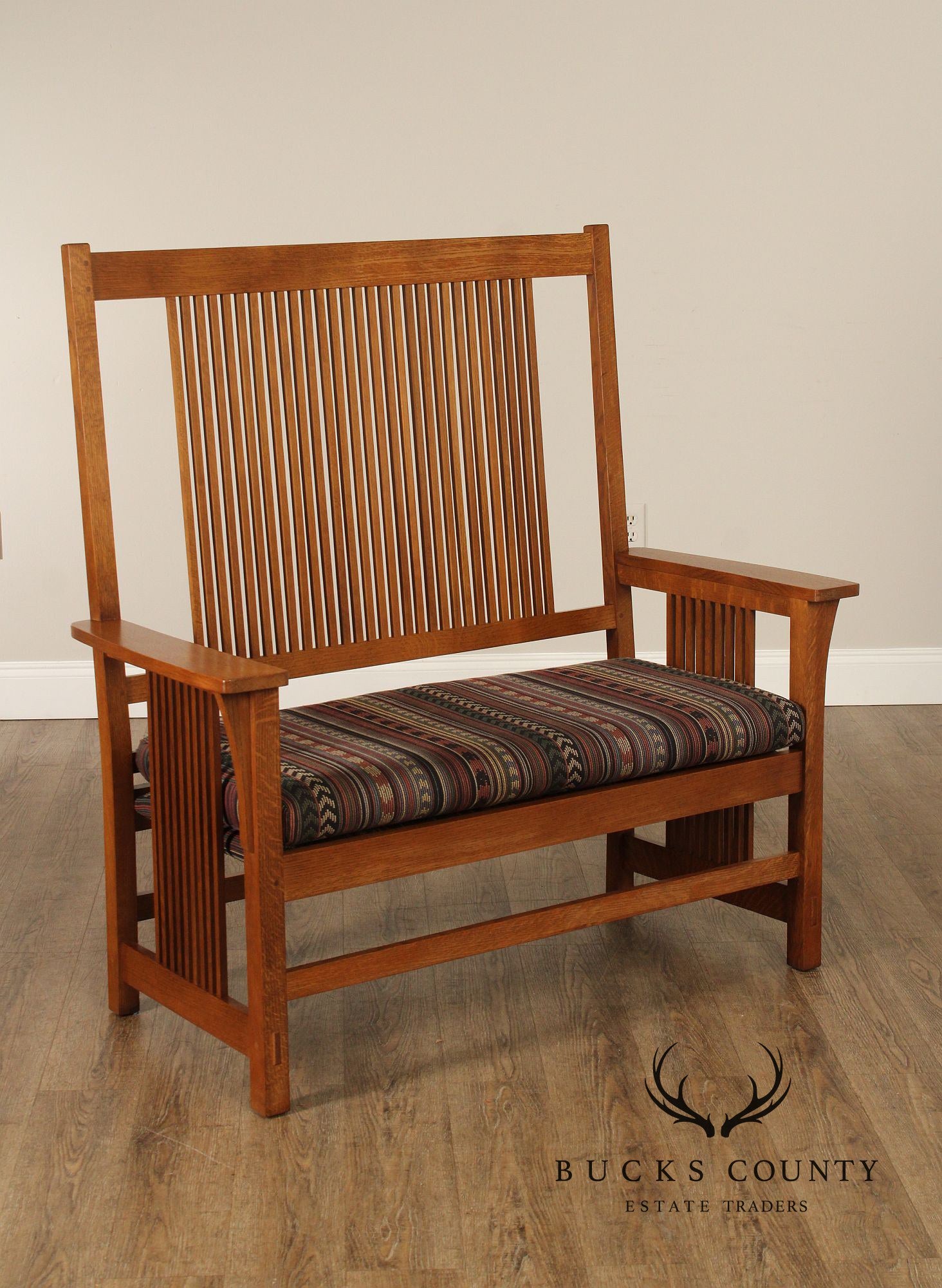 Stickley Mission Collection Oak Spindle Settee