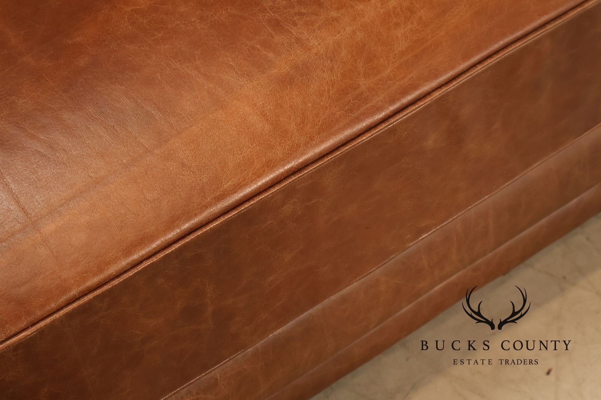 Art Deco Style Brown Leather Sofa