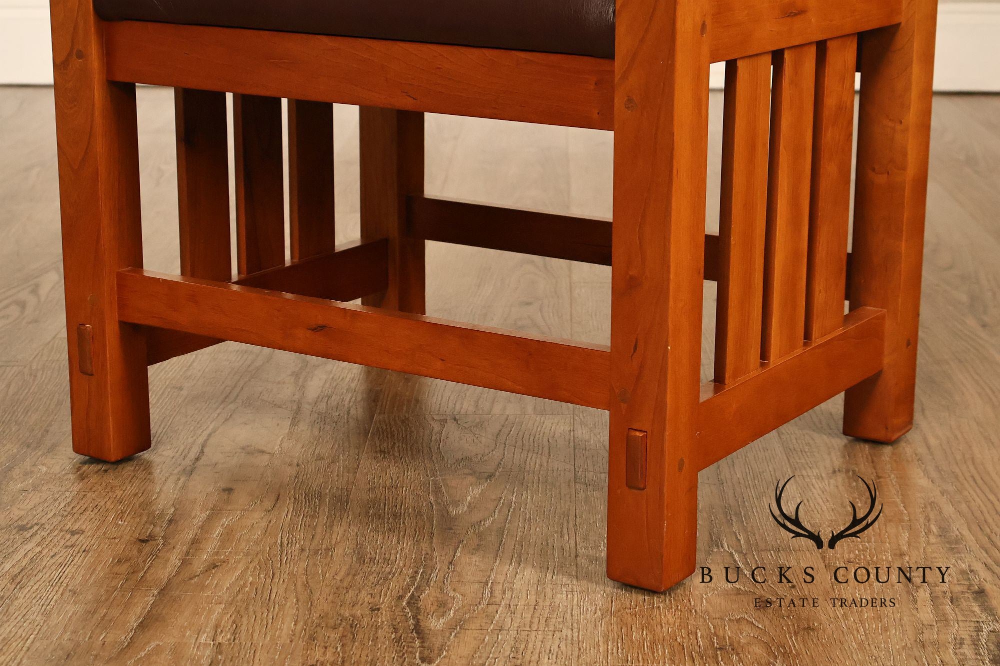Stickley Mission Collection Cherry and Leather Footstool