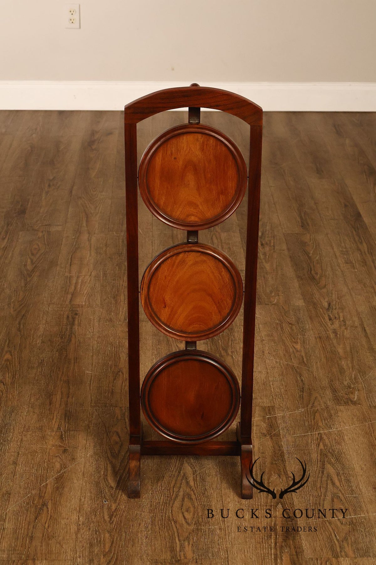 Mahogany Three Tier Collapsible Dumbwaiter Stand