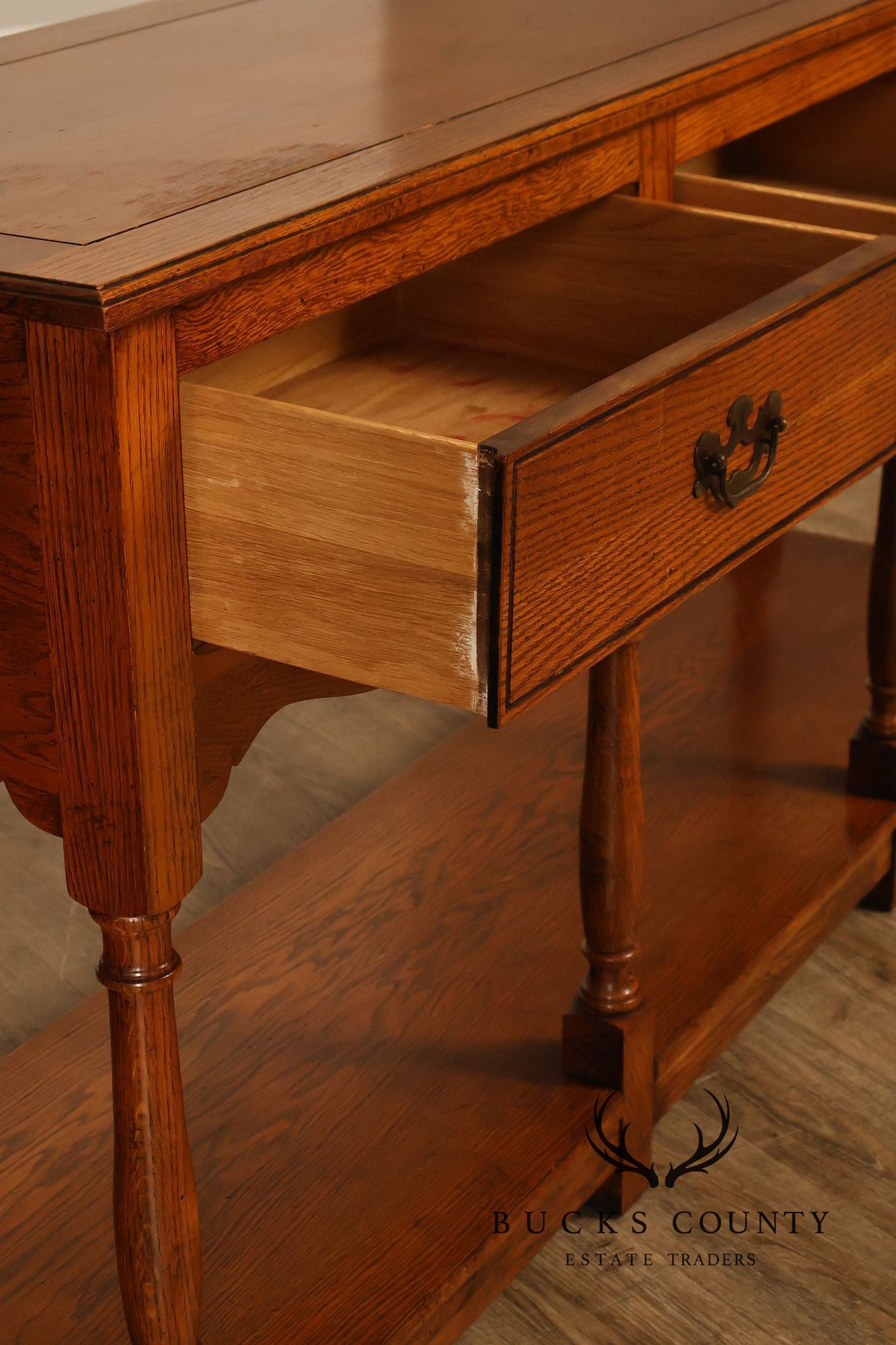Hickory Chair Company Oak Three Drawer Console Sofa Table