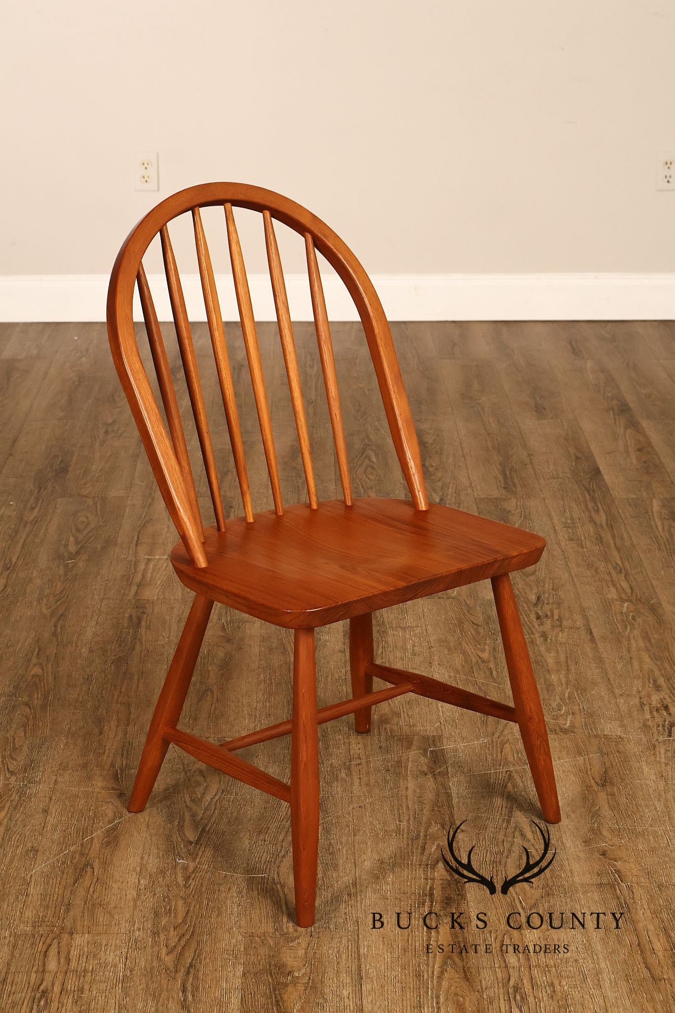 KD Sun Furniture Vintage Danish Modern Style Set of Six Teak Windsor Dining Chairs