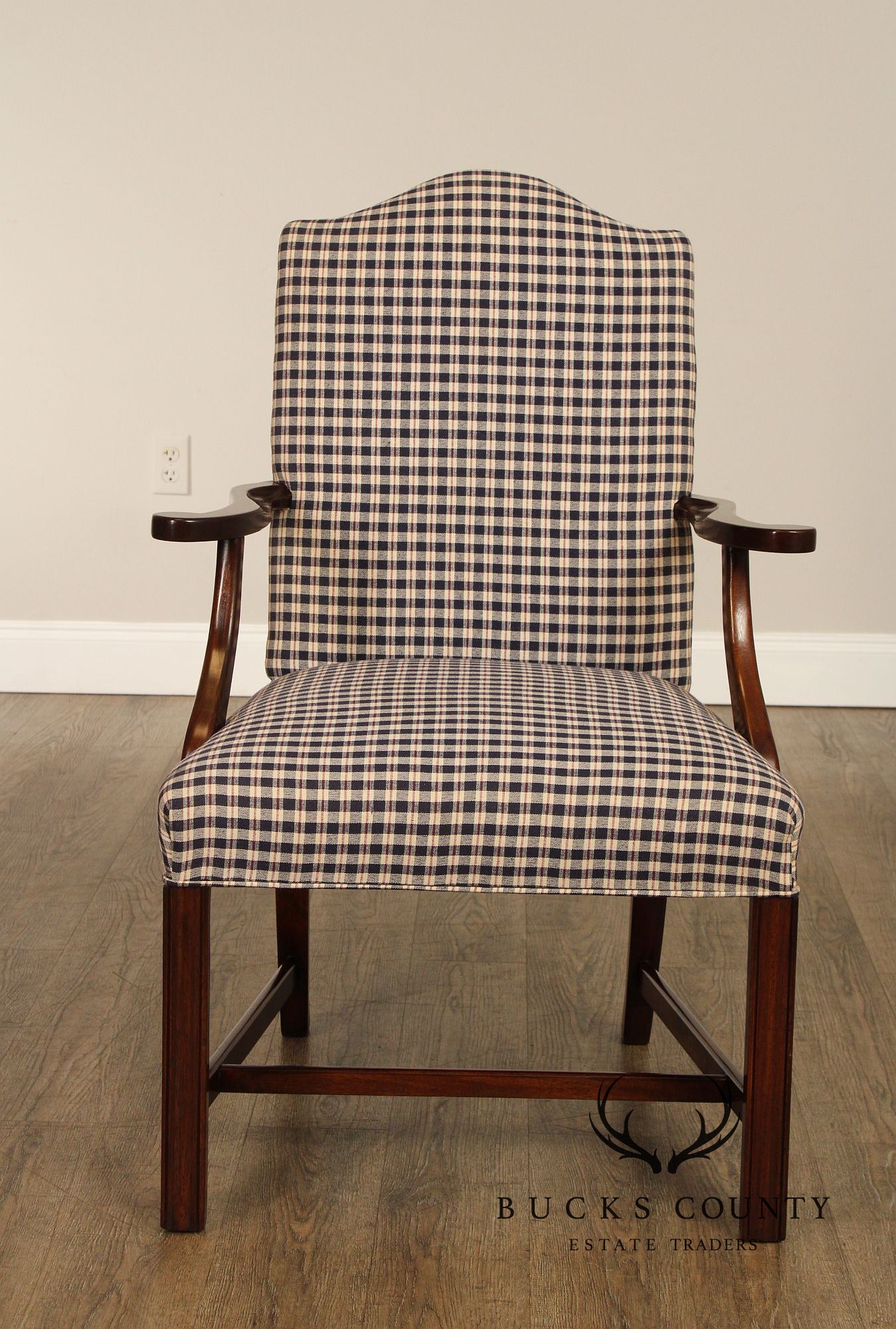 Chippendale Style Carved Mahogany Library Armchair, Most Likely By Hickory Chair (Not Labeled)