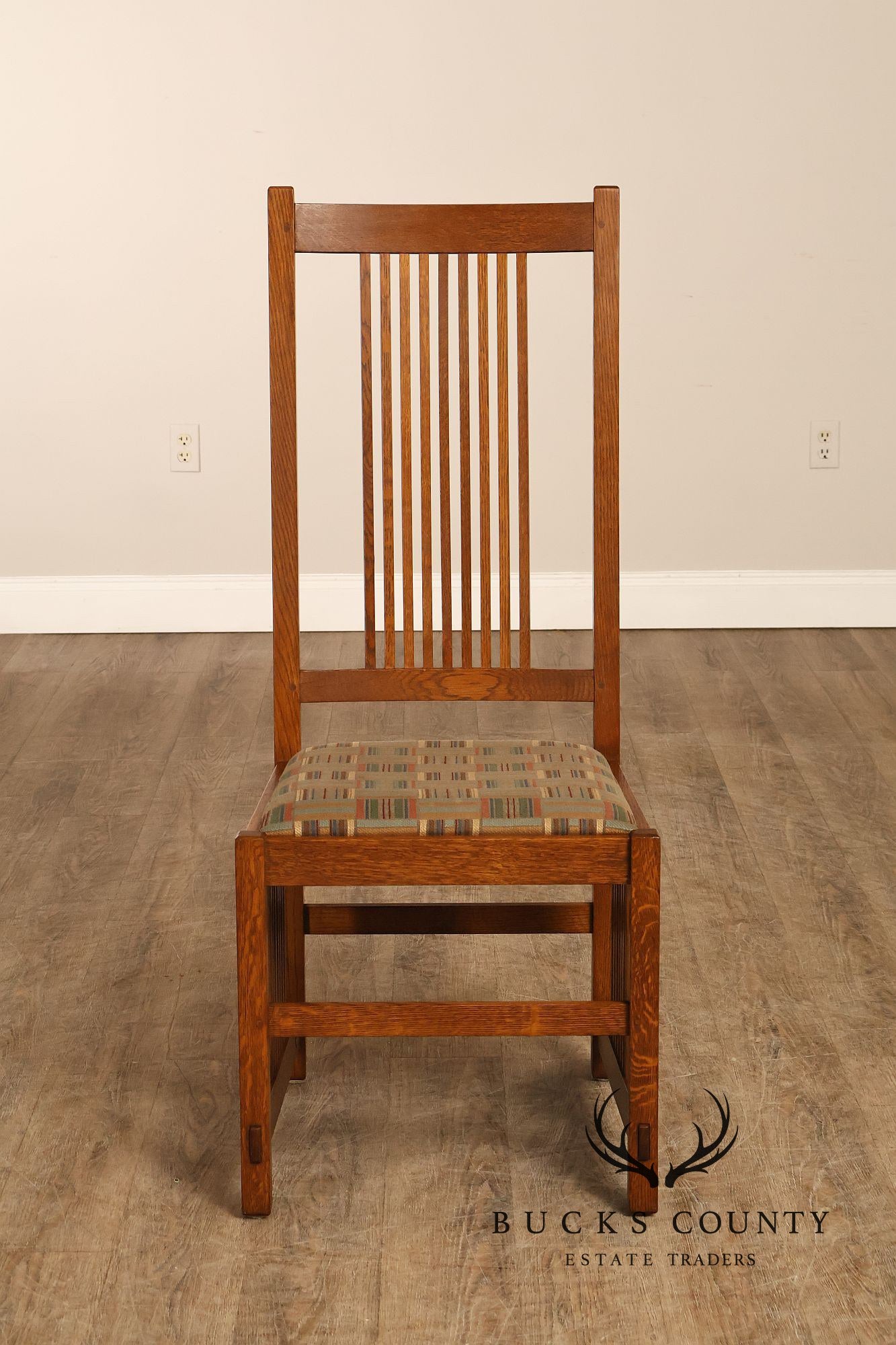 Stickley Mission Collection Pair of Oak Spindle Side Dining Chairs