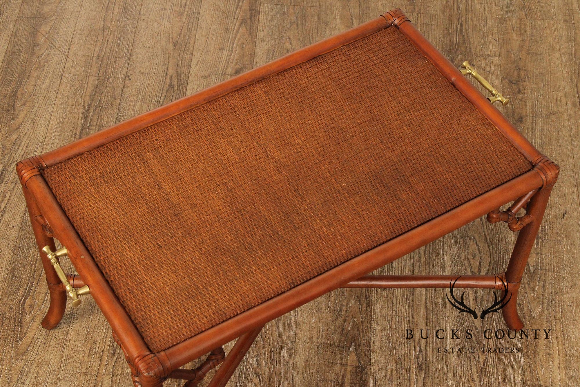 Hollywood Regency Rattan Tray Table