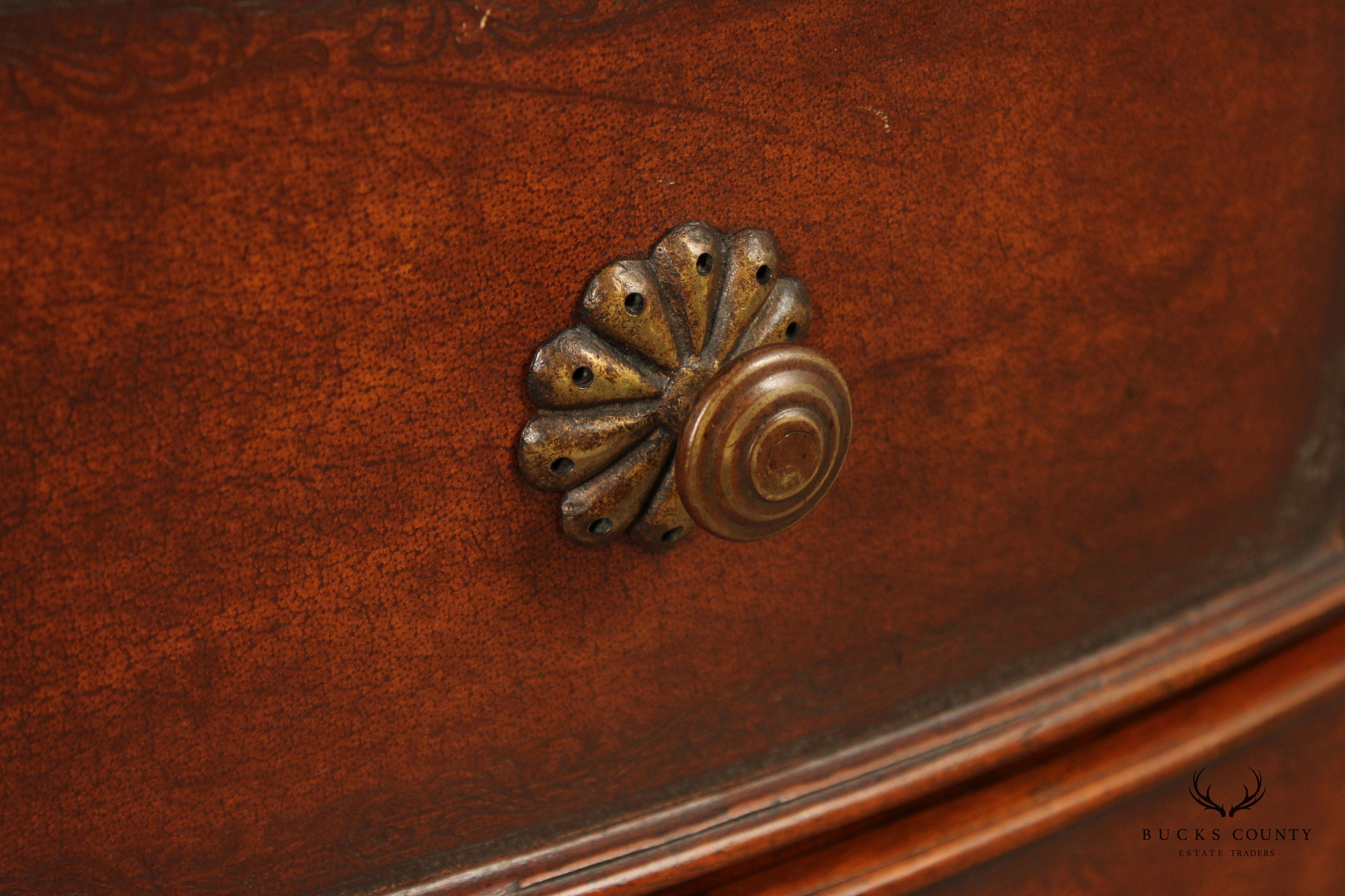 English Traditional Regency Style Mahogany And Leather Nightstand Chest