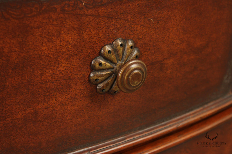 English Traditional Regency Style Mahogany And Leather Nightstand Chest