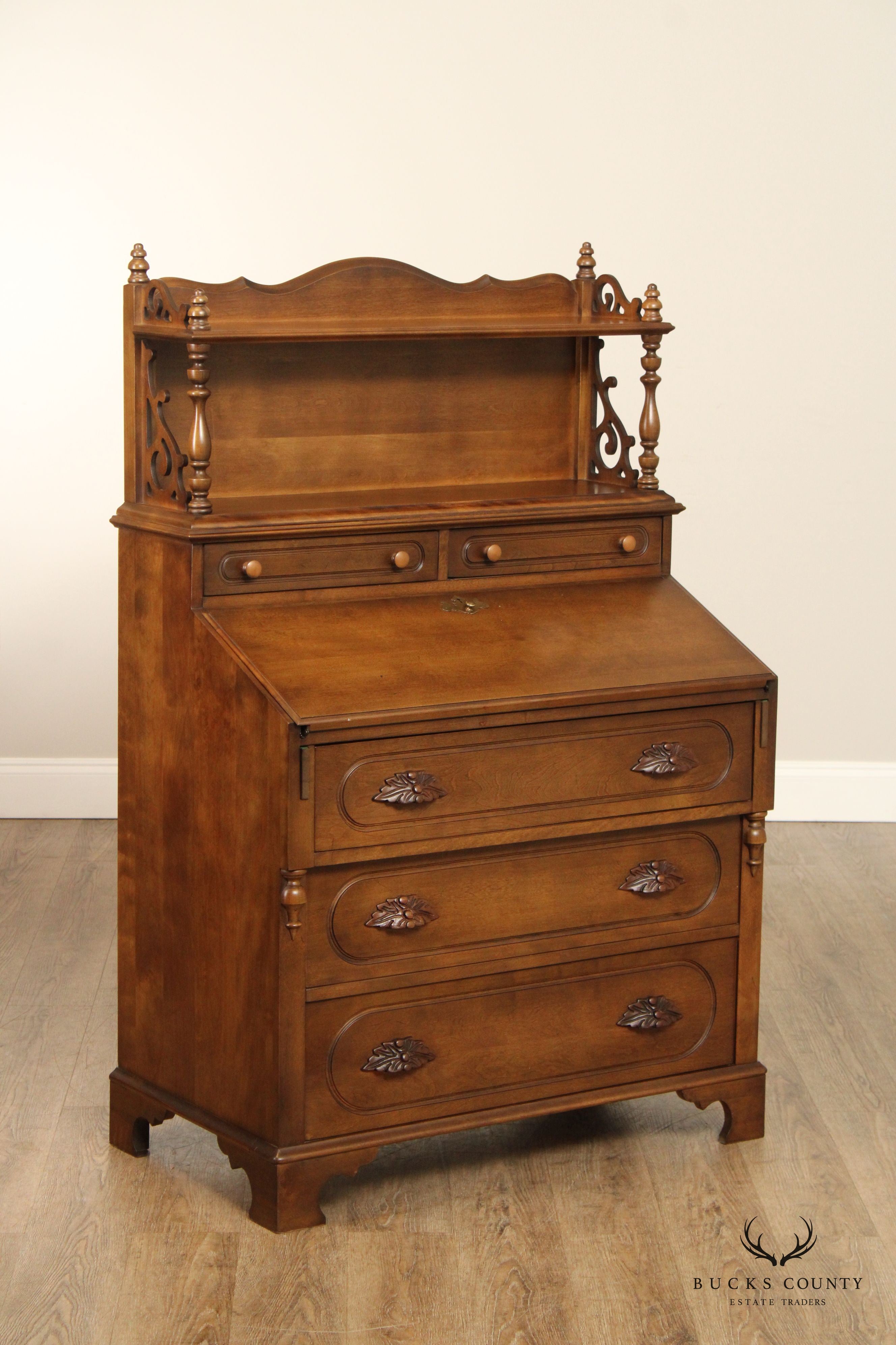 Victorian Style Cherry Drop Front Writing Desk