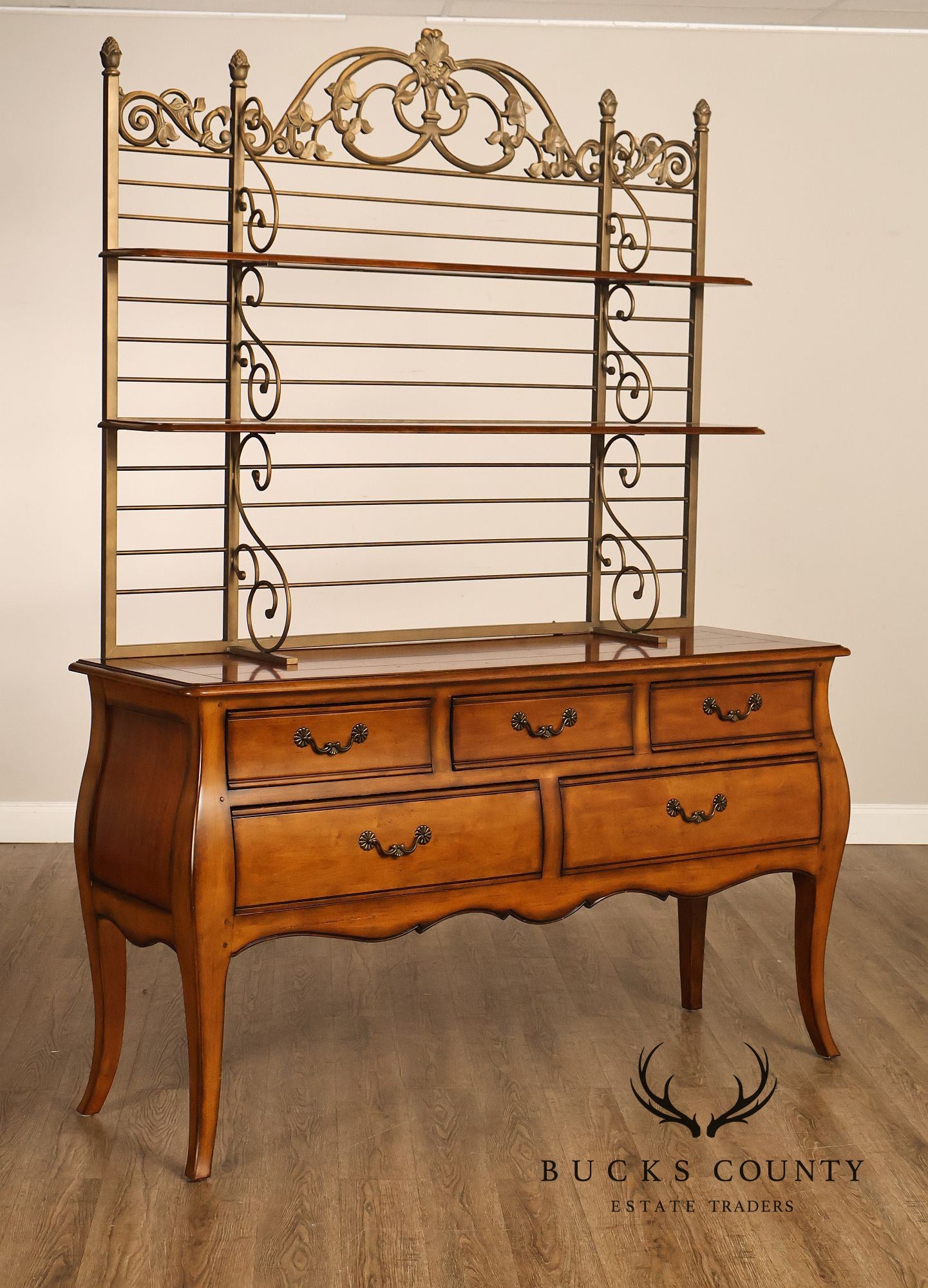 Drexel Heritage French Provincial Sideboard With Metal Scroll Baker's Rack