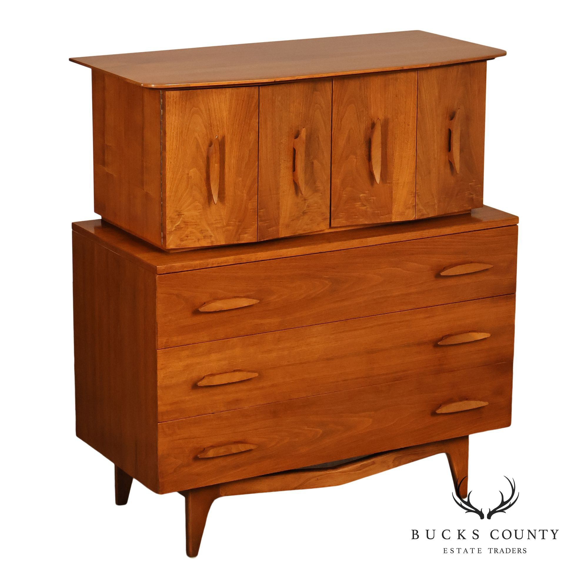 Mid Century Modern Walnut Tall Chest of Drawers