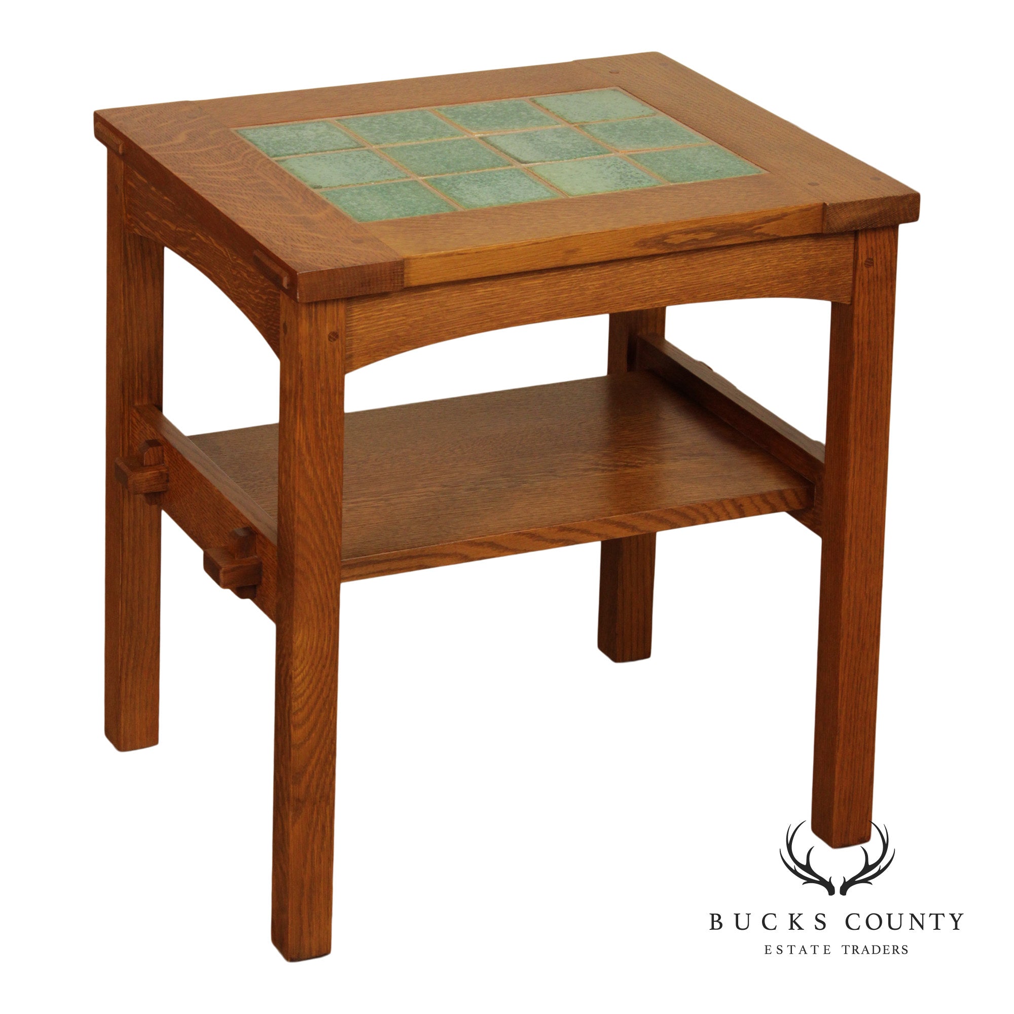 Stickley Mission Collection Oak Tile Top End Table