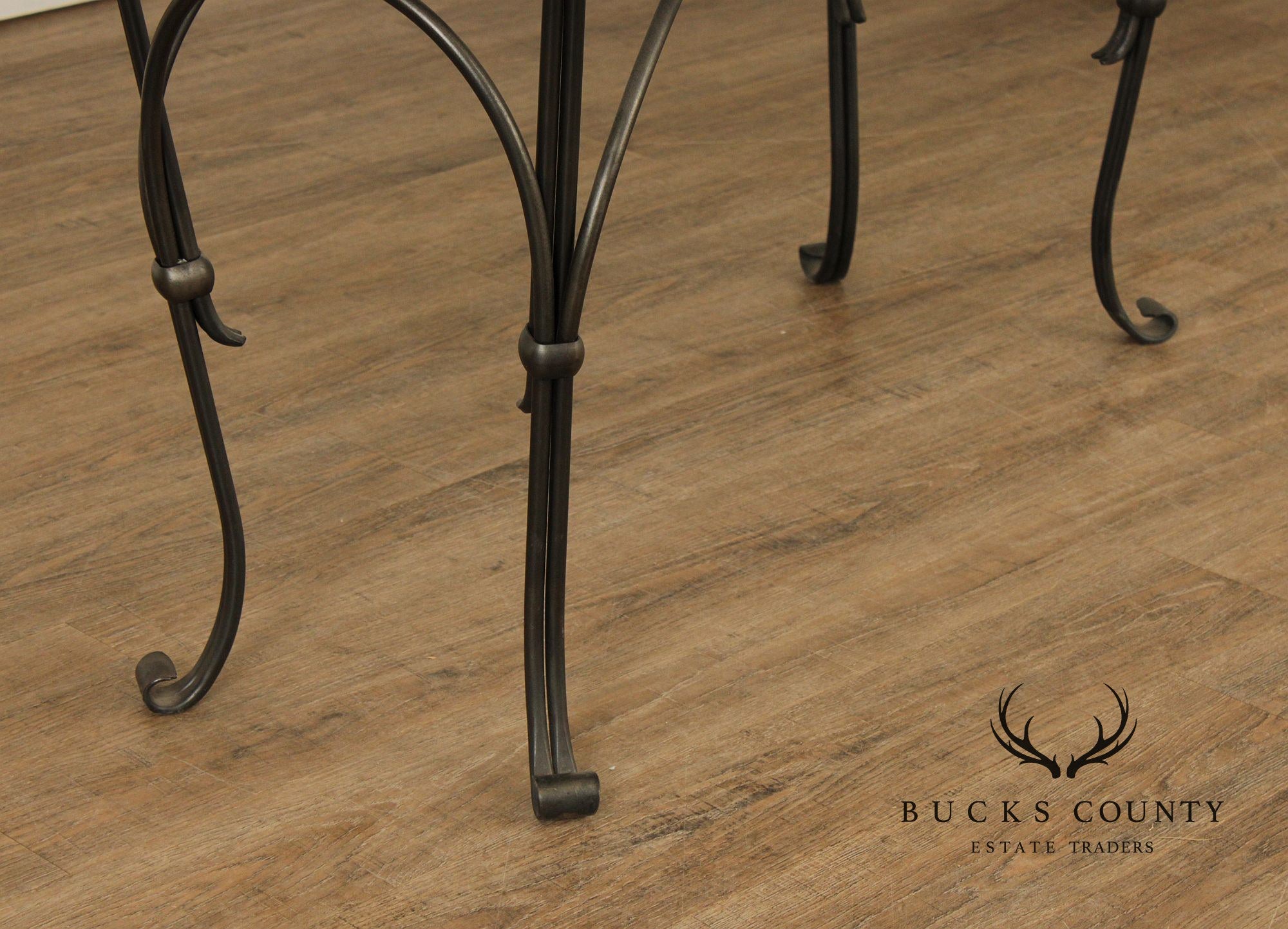 QualityForged Iron and Hammered Copper Top Console Table