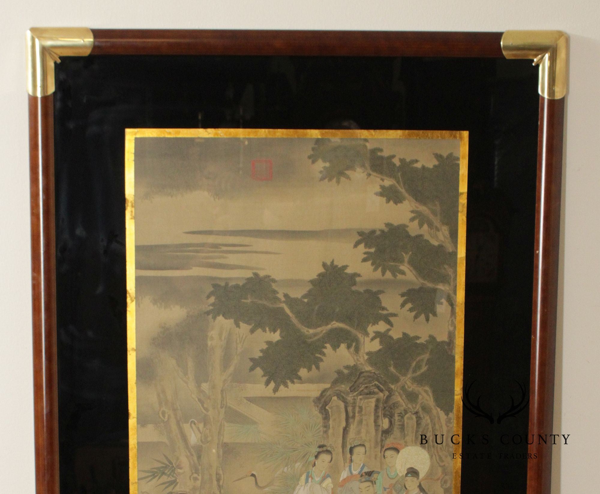 Framed Asian Figural Print After “Refusing The Seat”