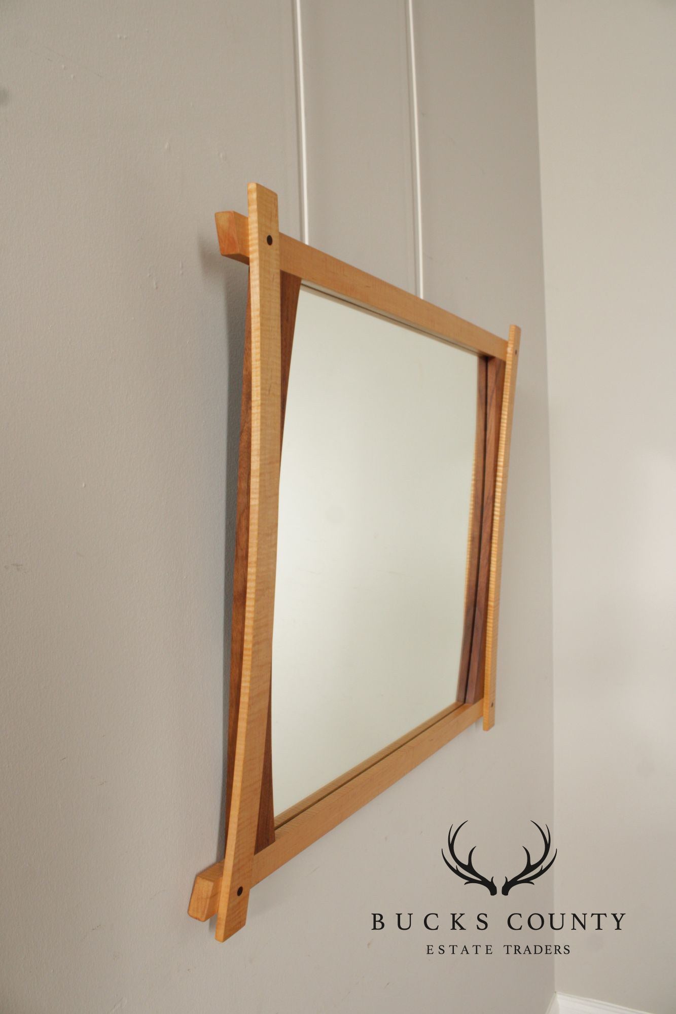 Studio Crafted Maple and Walnut Wall Mirror