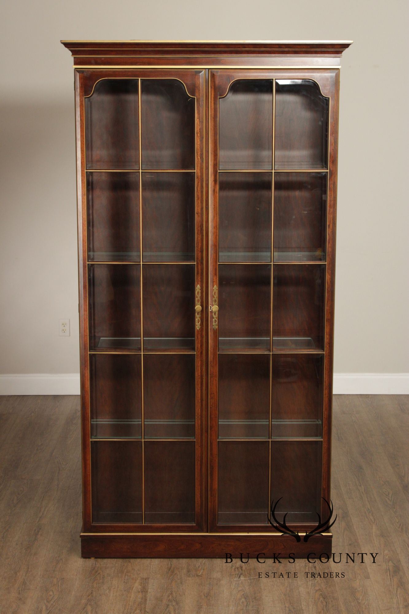 Union National Traditional Cherry Lighted Two Door Display Cabinet