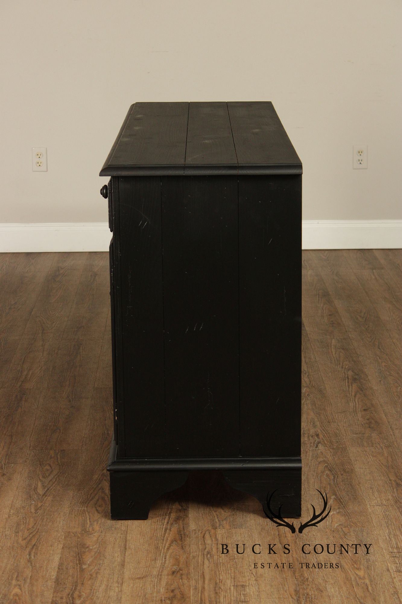Ethan Allen Made In America Black Painted Three Drawer Buffet