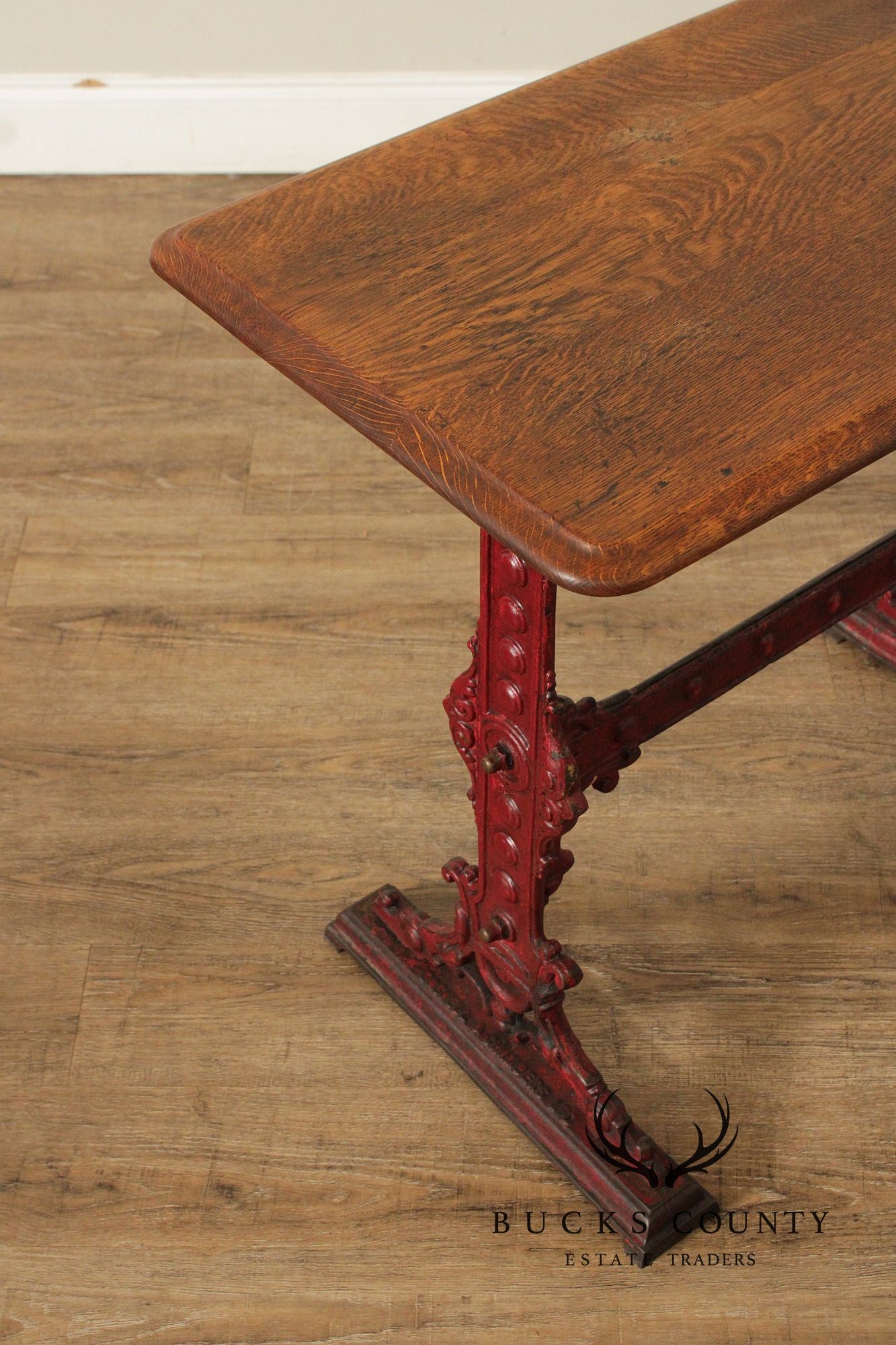 Antique Gaskell & Chambers Oak and Cast Iron Pub Table