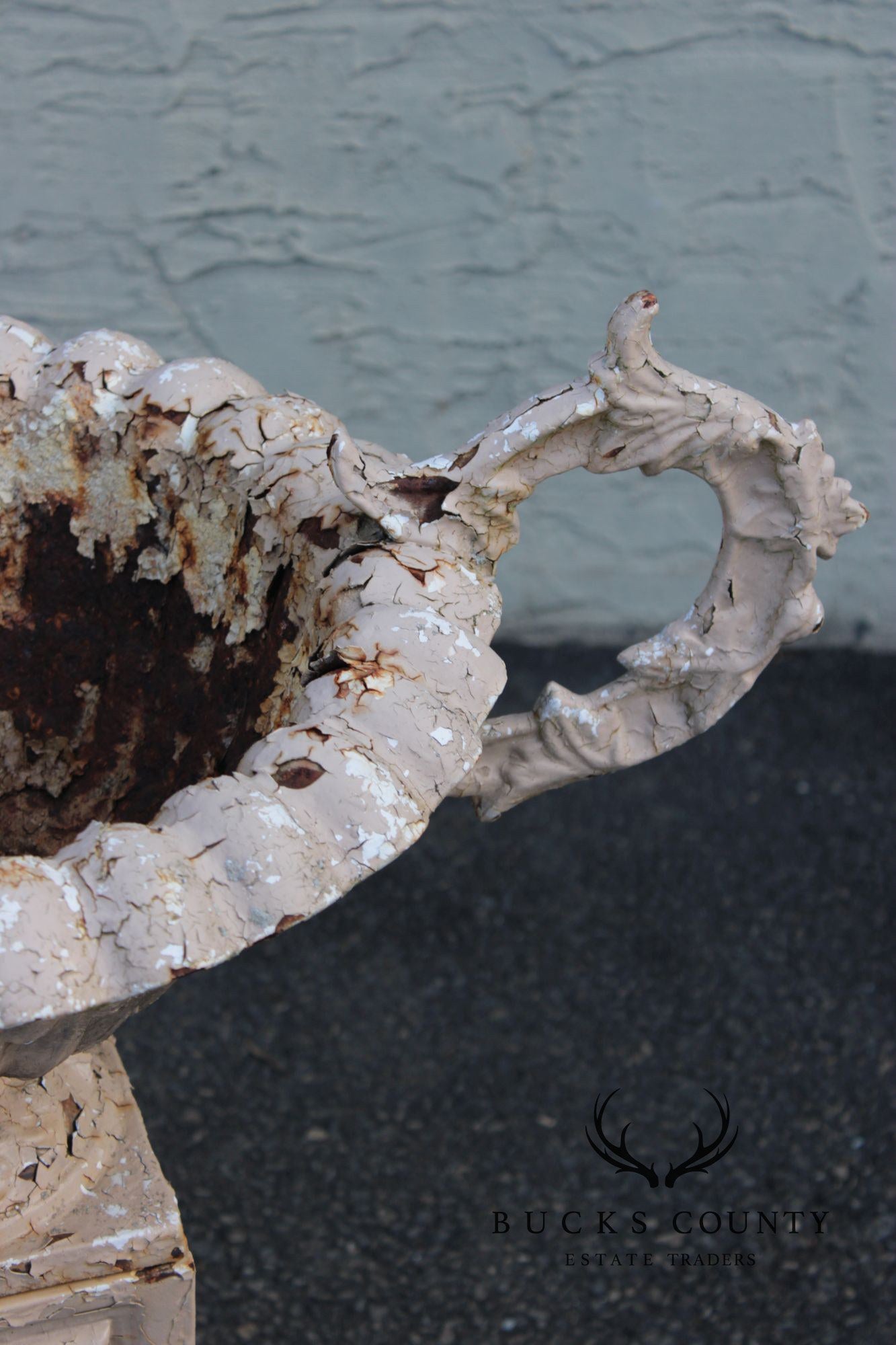 Antique Cast Iron Garden Urn on Pedestal