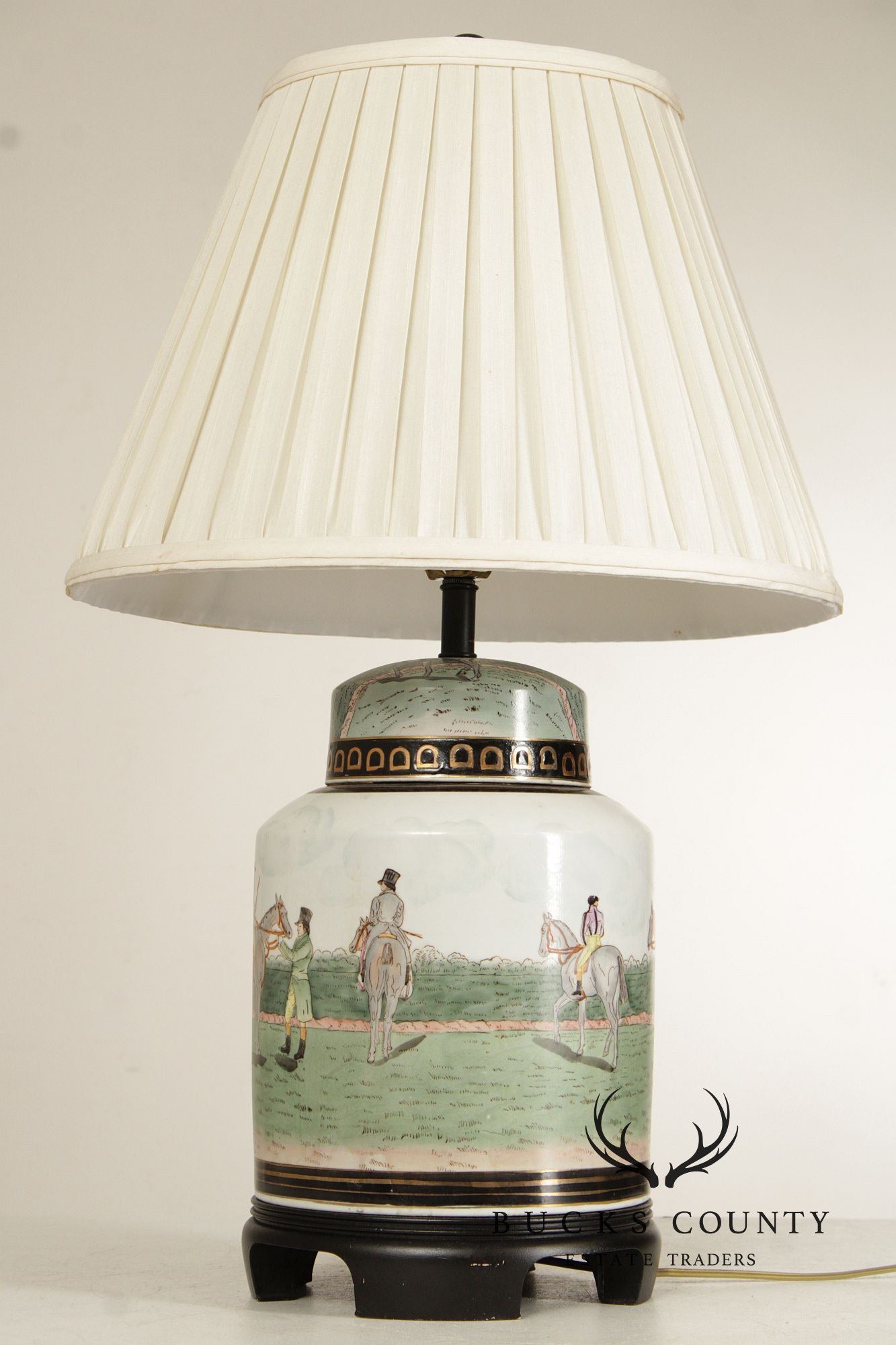 Equestrian Porcelain Ginger Jar Table Lamp