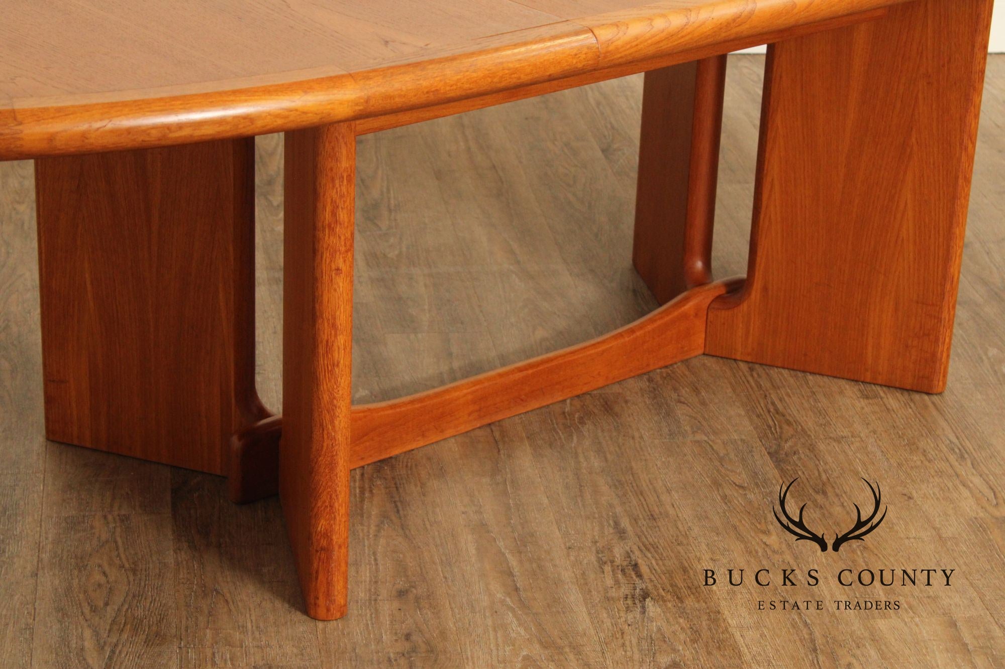 Ansager Møbler Danish Modern Teak Expandable Oval Top Dining Table