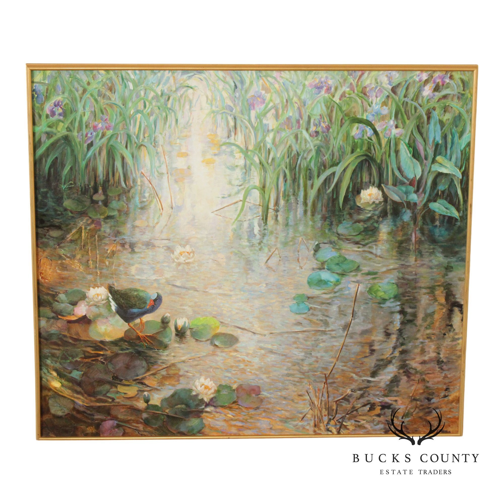 Walter Greer Oil Painting, 'Pond with Galinule'
