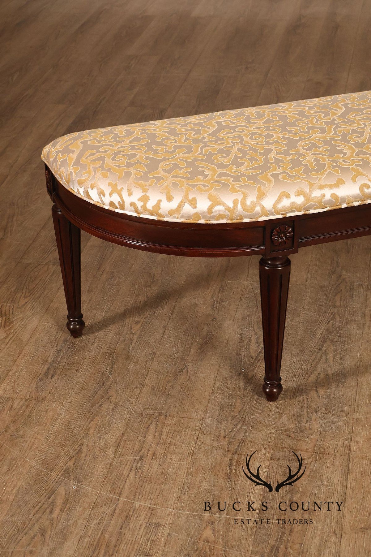 Henkel Harris French Louis XVI Mahogany Demilune Bench