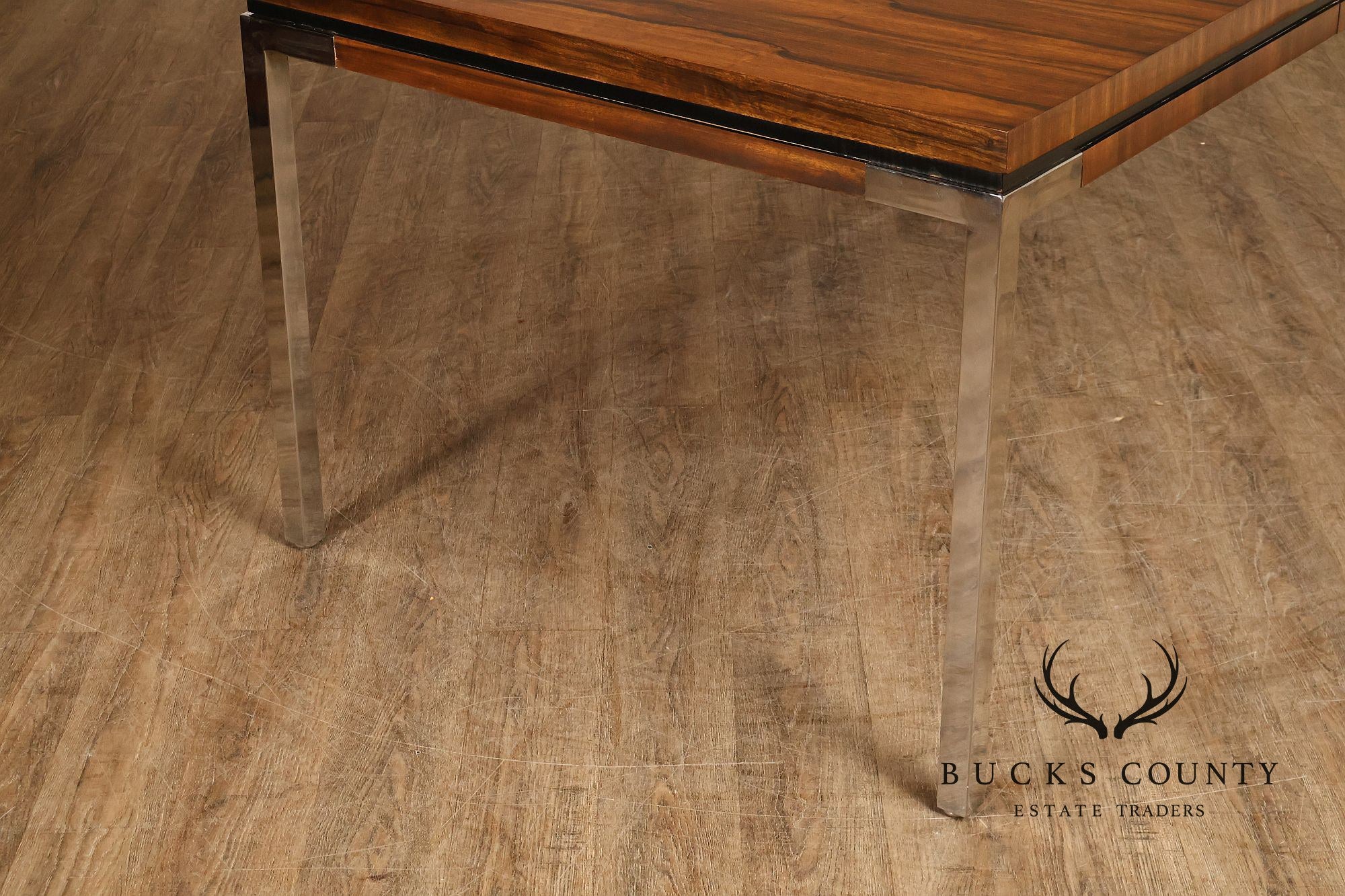 Mid Century Modern Expandable Rosewood and Chrome Dining Table