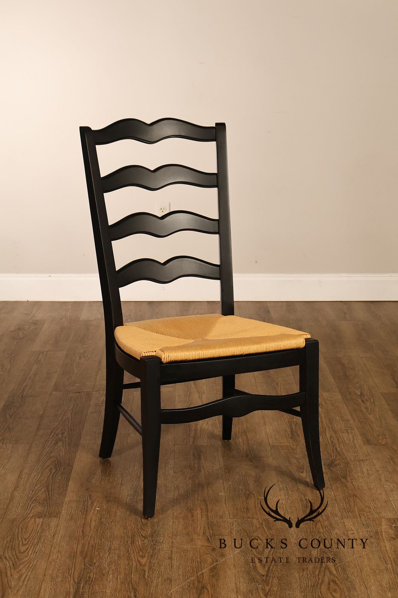 Ethan Allen 'Maison' Set of Seven French Country Style Rush Seat Dining Chairs