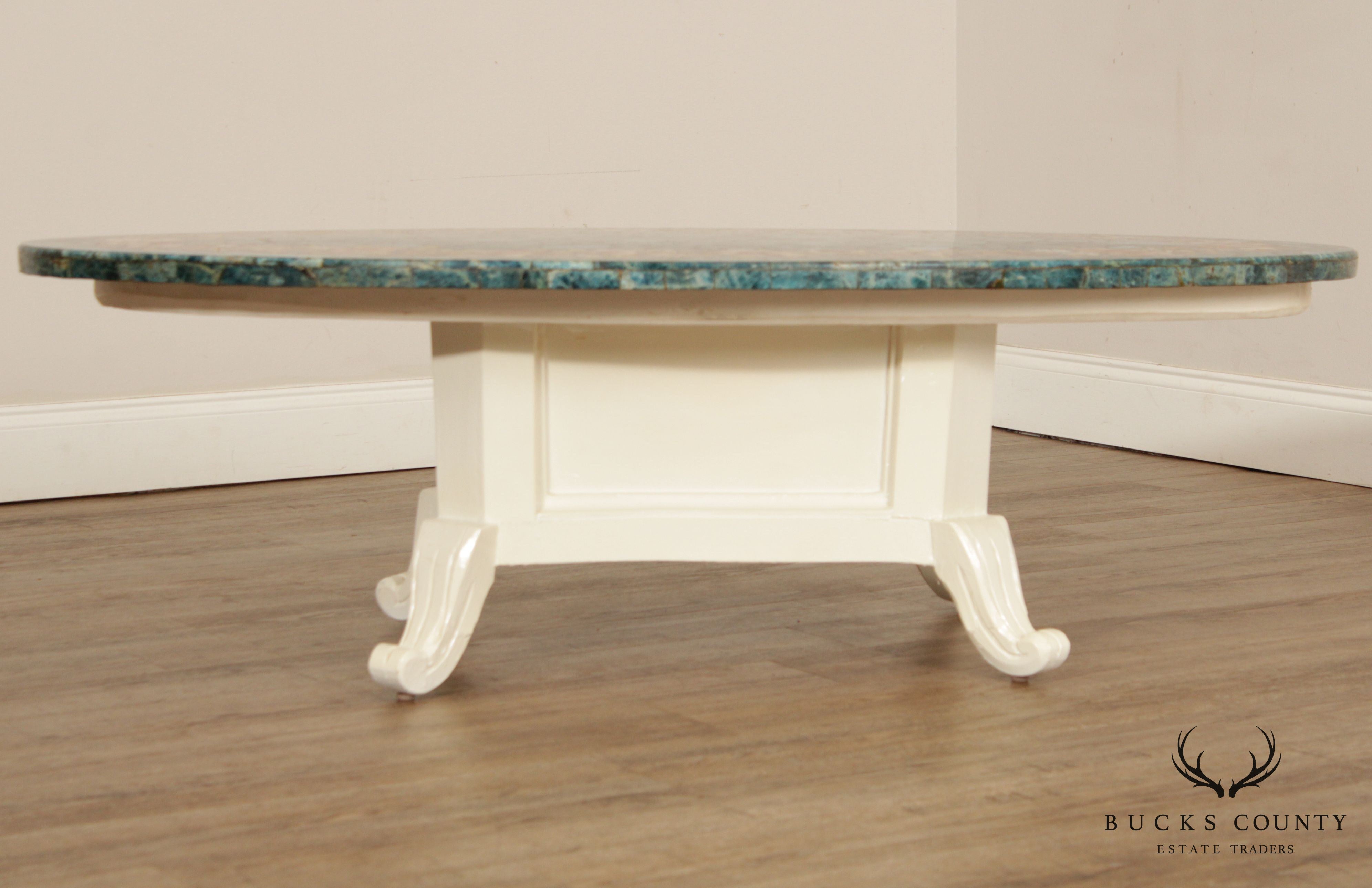 Mid Century Mosaic Marble Top Coffee Table