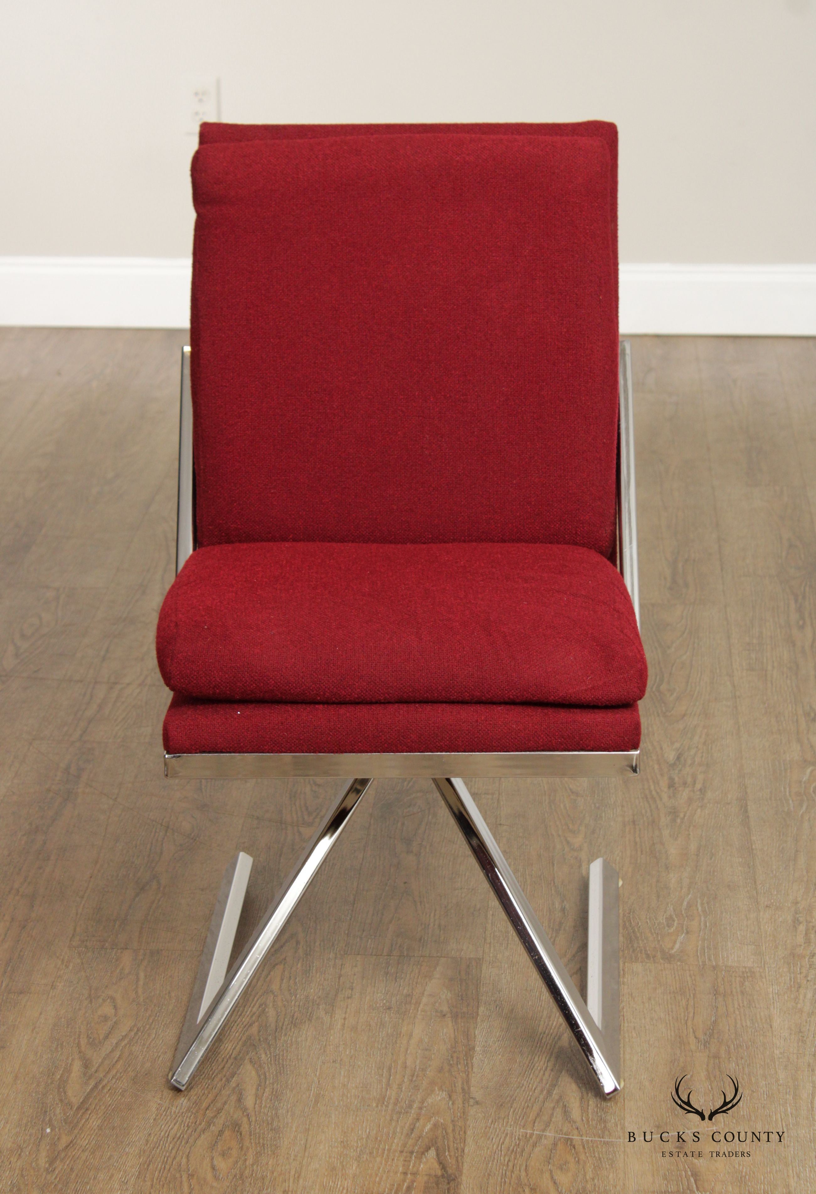 Contempo Mid Century Modern Set of Six Z- Frame Swivel Dining Chairs