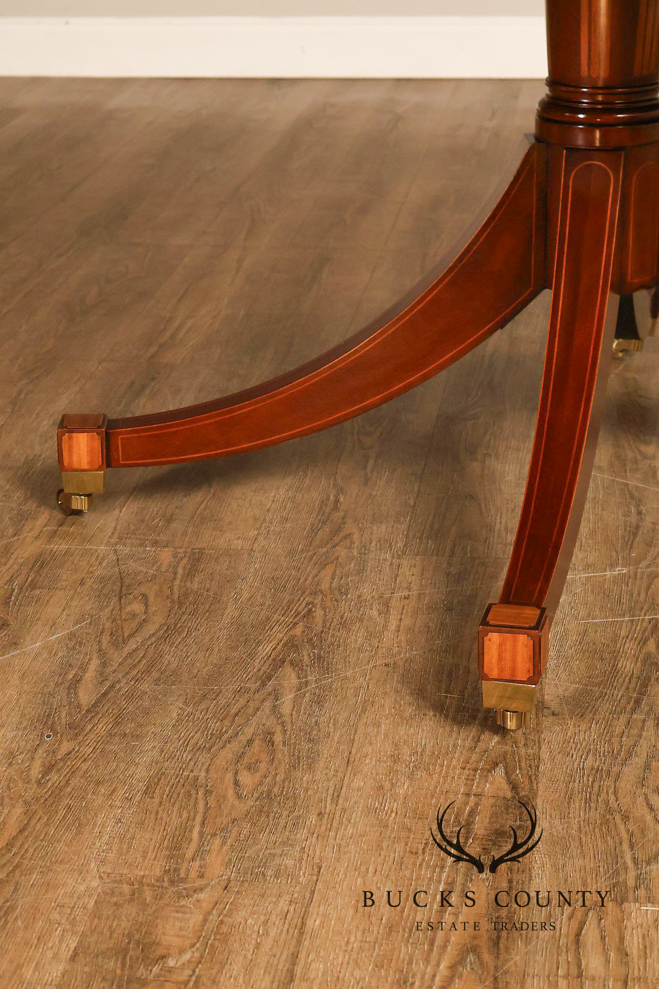 Baker Regency Style Banded Mahogany Extendable Dining Table