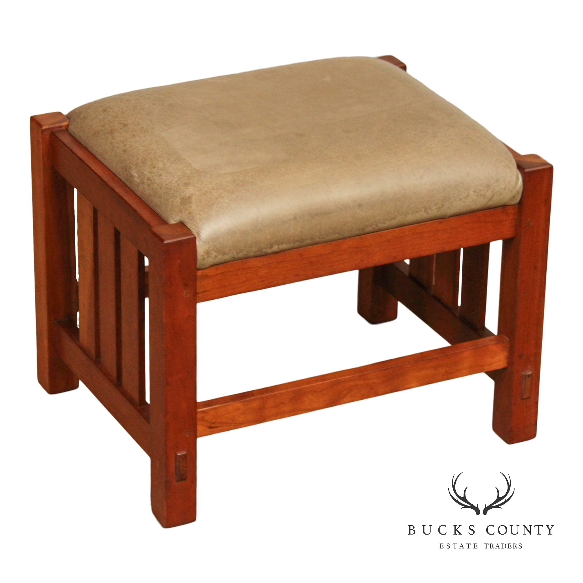 Stickley Mission Collection Cherry and Leather Footstool