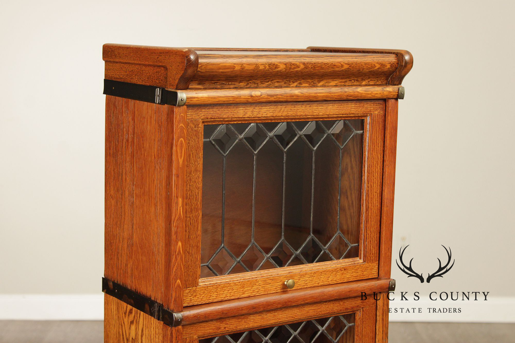 Globe Wernicke Antique Narrow Oak Four-Section Barrister Bookcase