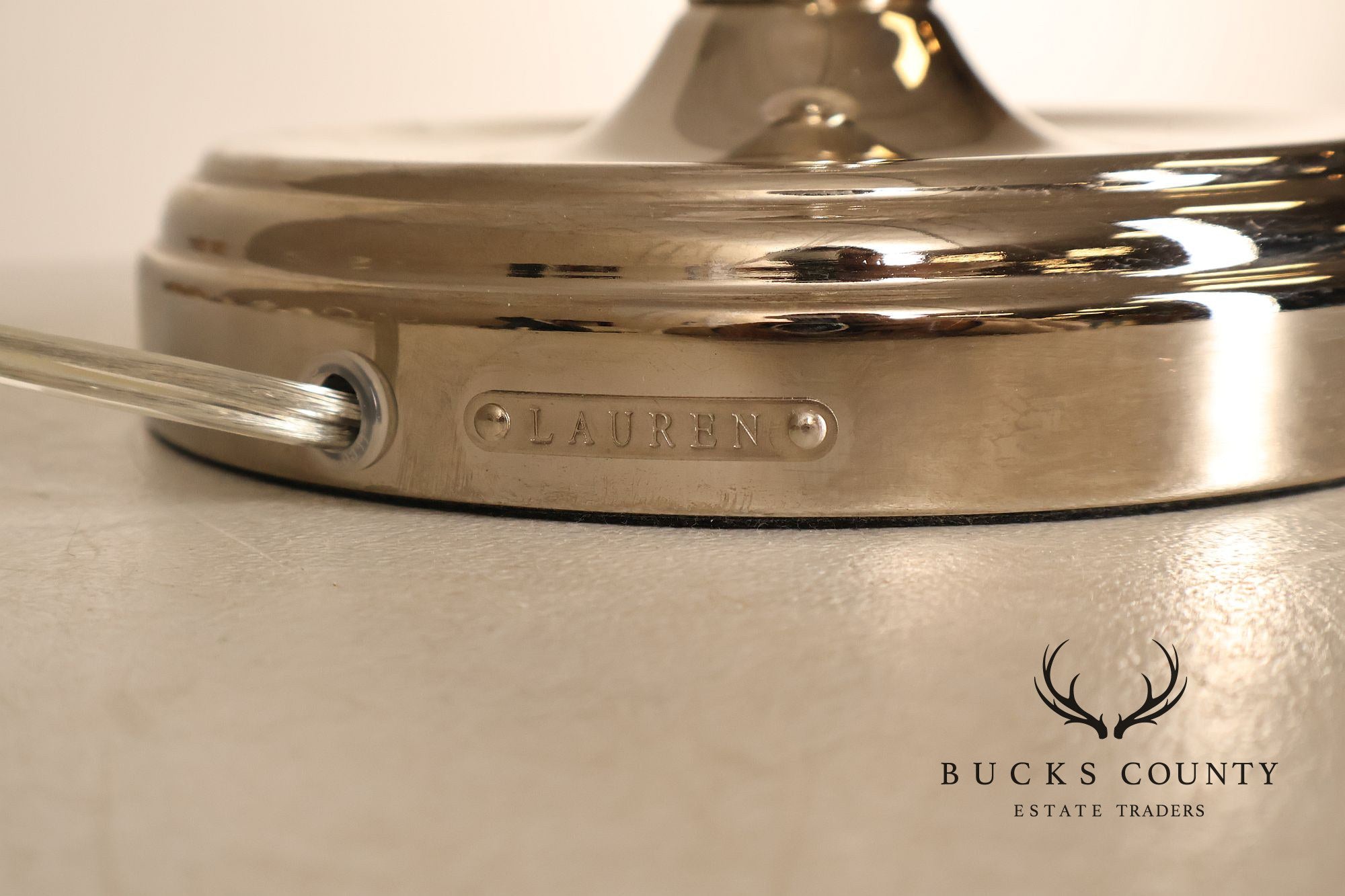 Ralph Lauren Pair of Chrome Candlestick Table Lamps