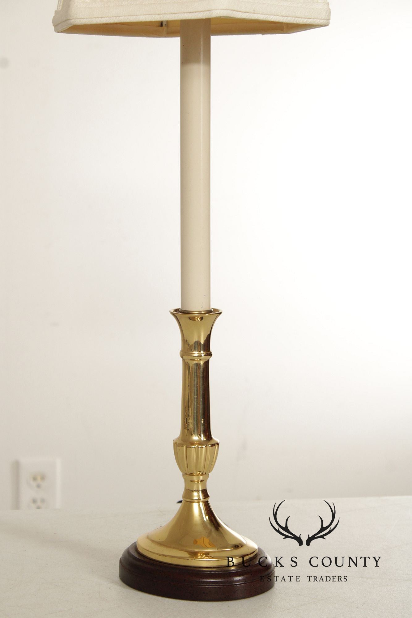 Kaiser Kuhn Lighting  Vintage Pair of Brass Candlestick Table Lamps