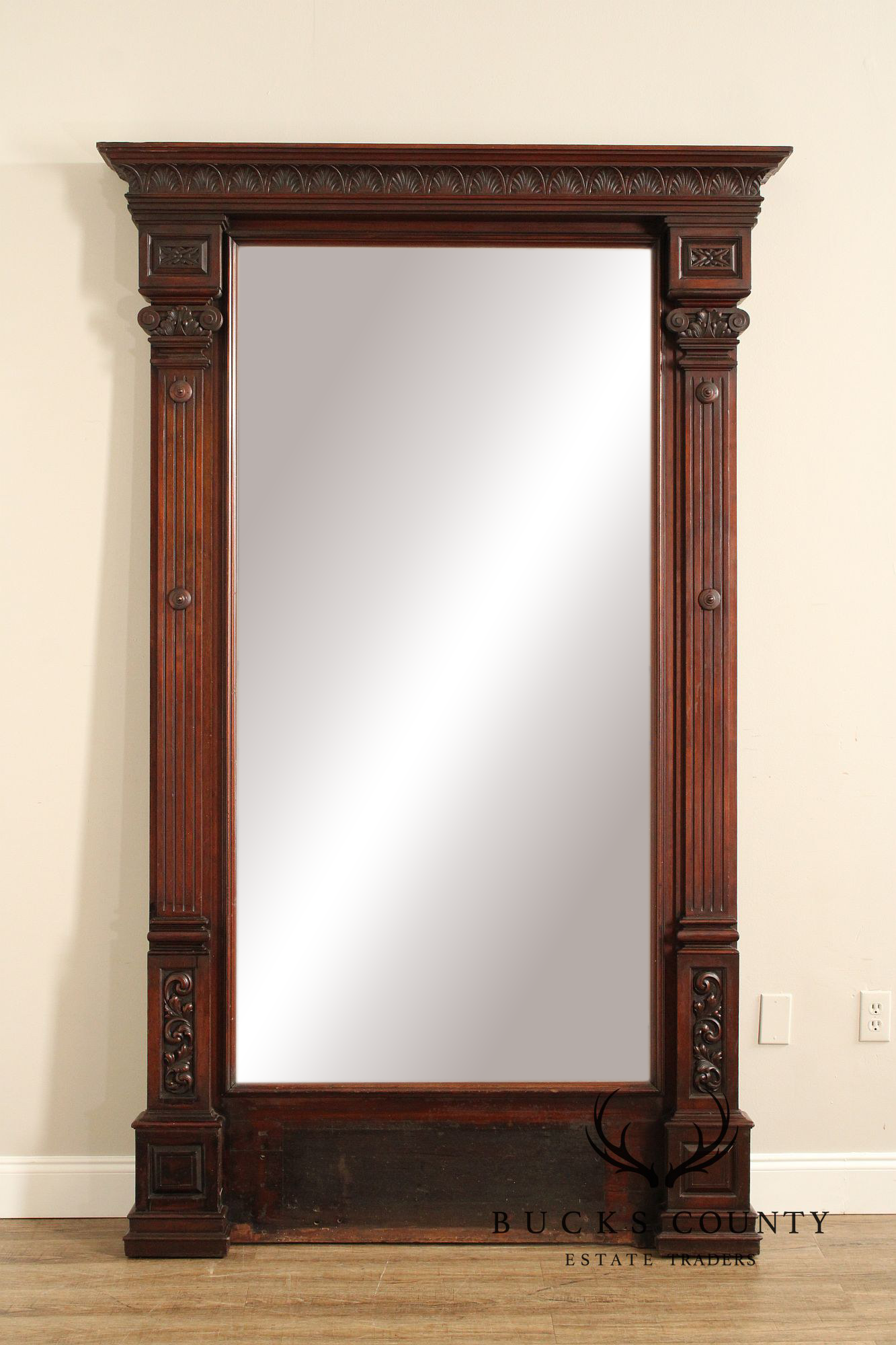 Antique Victorian Renaissance Revival American Walnut Large Pier Mirror